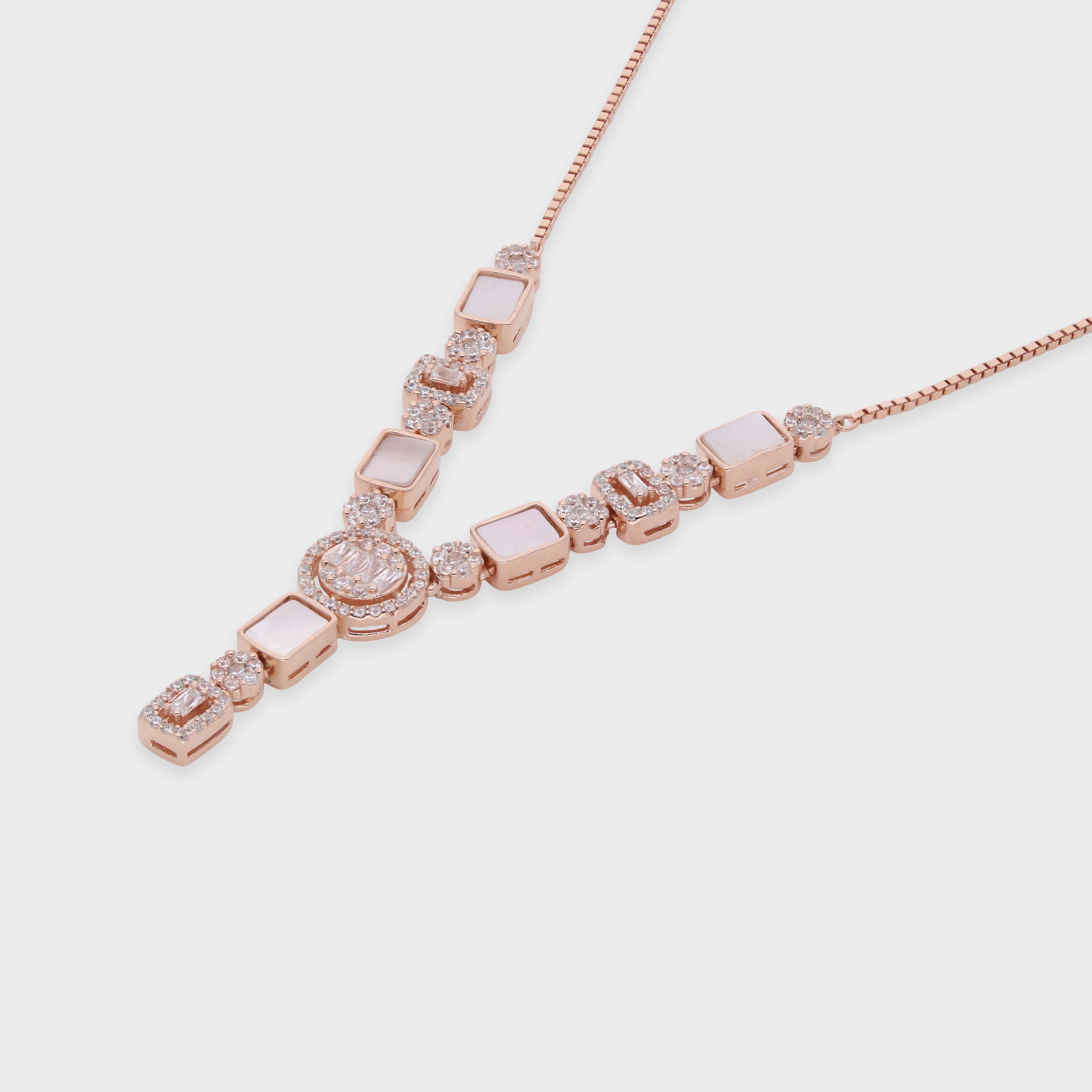 Geometric Stone-Set V-Shape Necklace | SKU : 0021188541, 0021188565, 0003525555, 0003526248