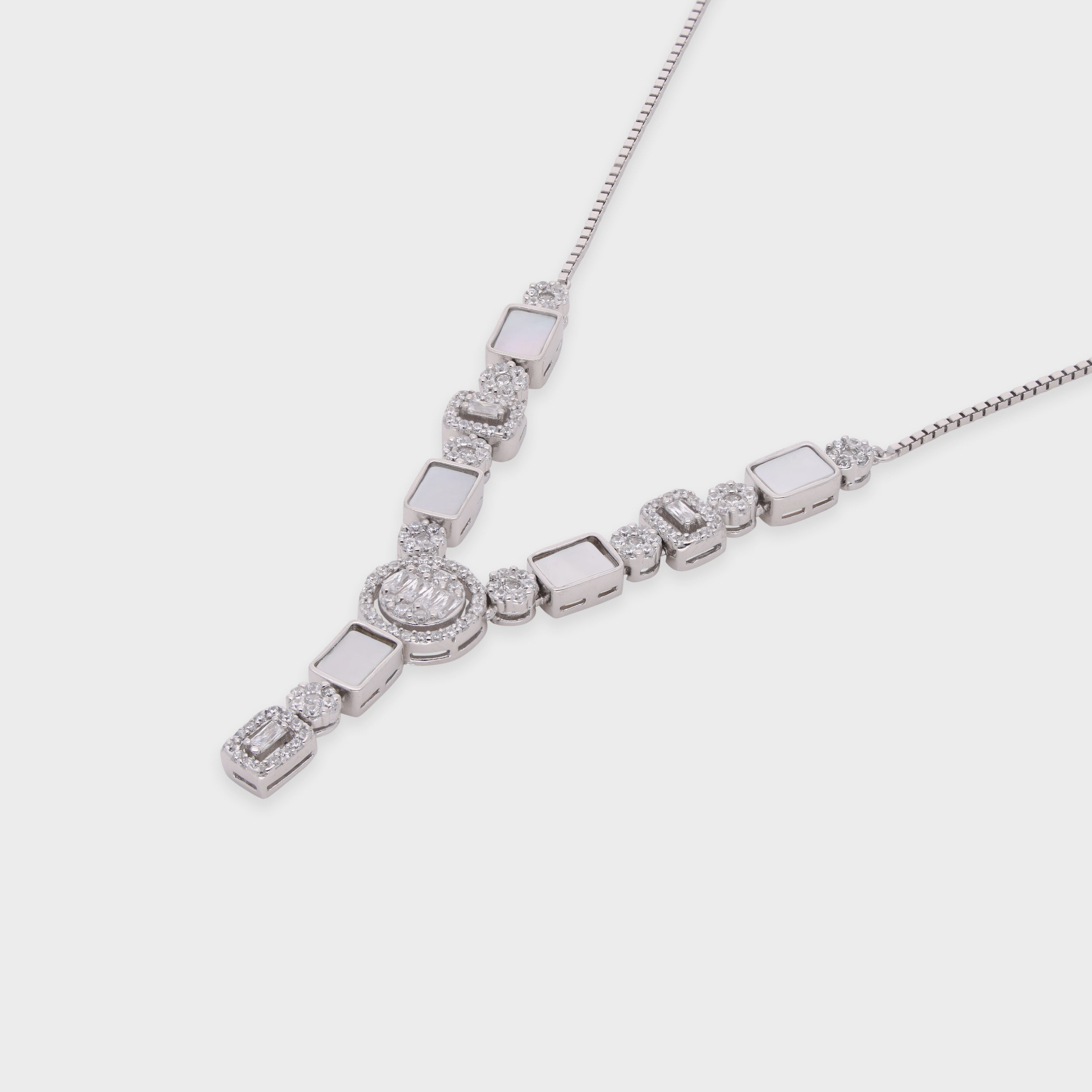 Geometric Stone-Set V-Shape Necklace | SKU : 0021188541, 0021188565, 0003525555, 0003526248