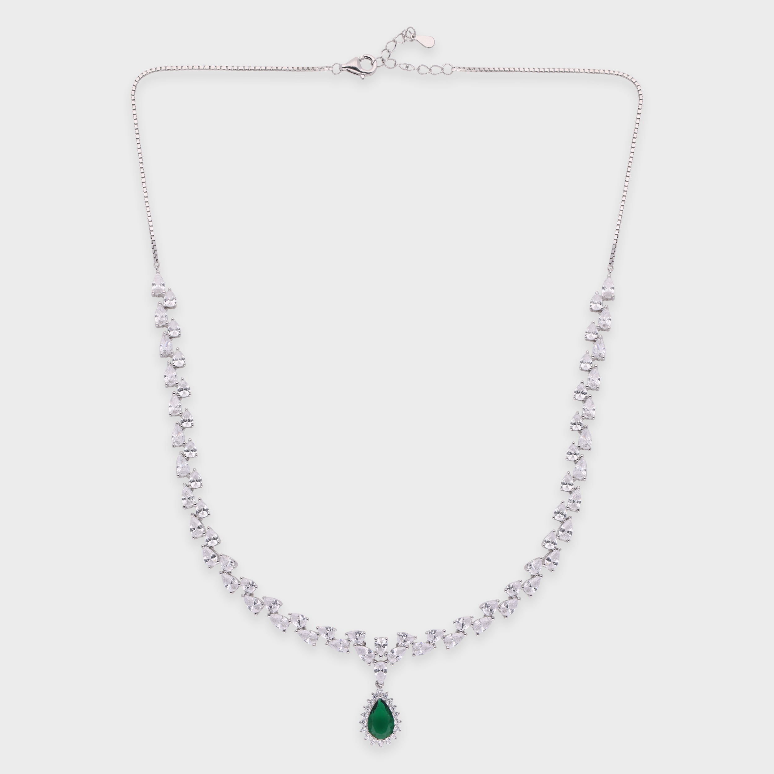 Classic Pear-Cut Centerpiece Necklace – Silver & Rose-Tone Variants | SKU : 0021188824, 0021188800, 0021188787, 0003525845, 0003525425