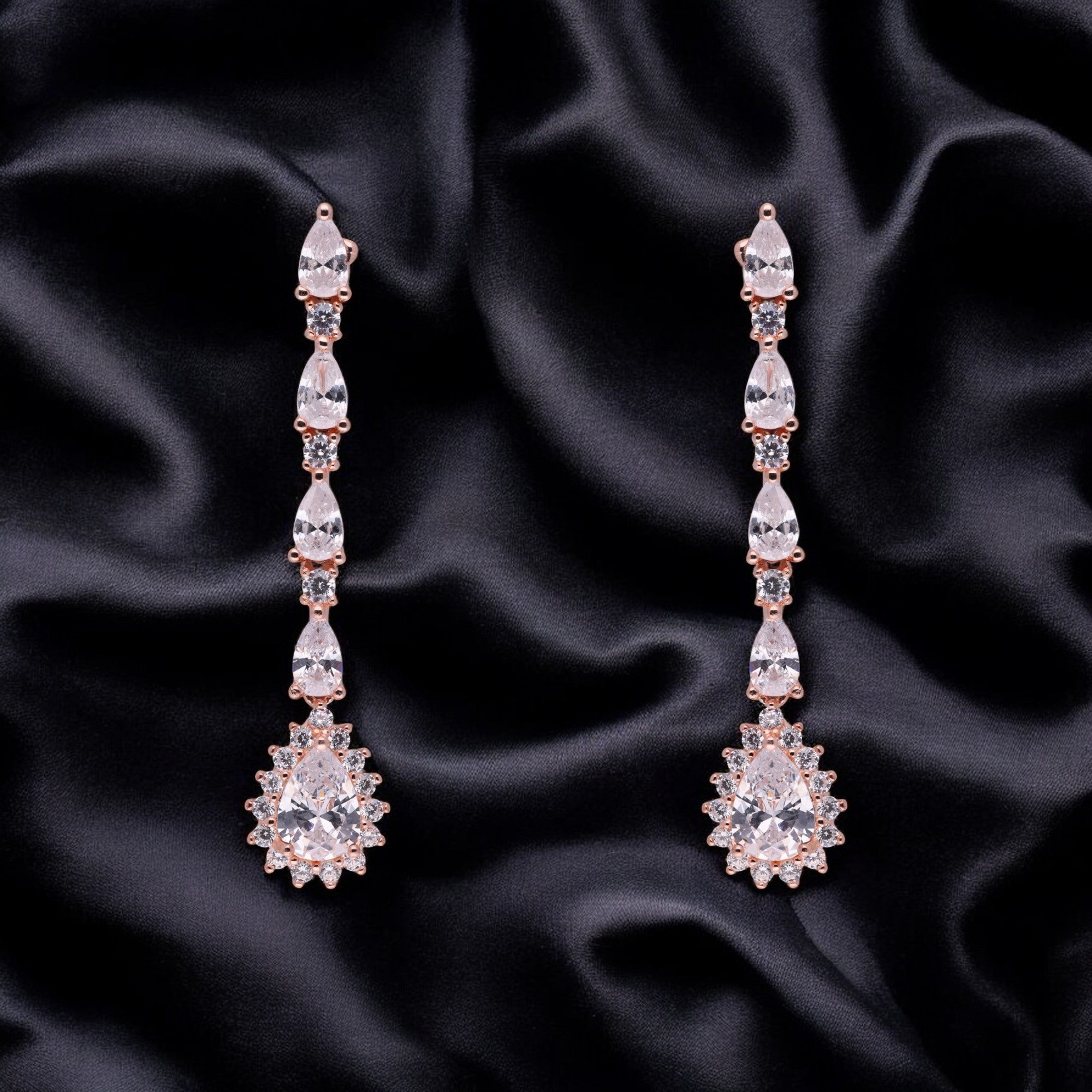 Sterling Silver Long Drop Earrings with Teardrop Stone | SKU : 0021188817, 0021188831, 0021188794
