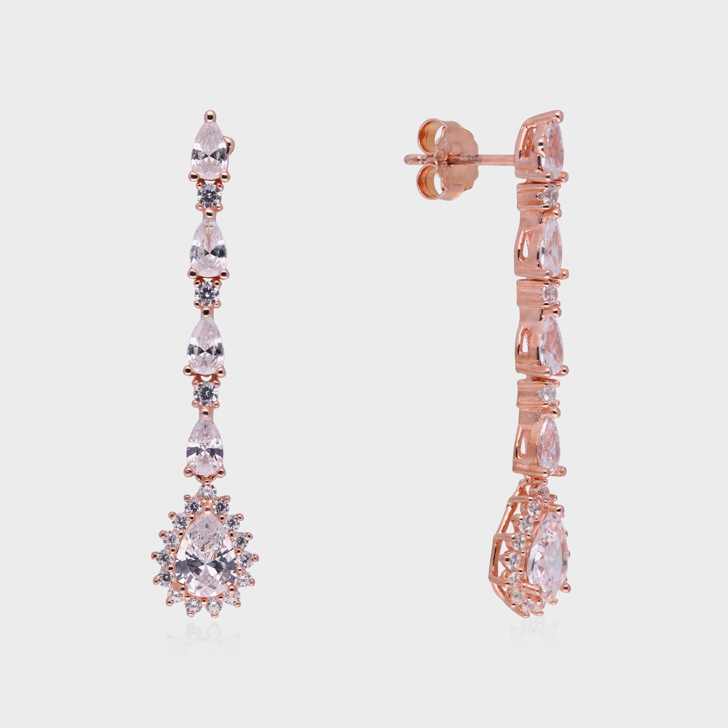 Sterling Silver Long Drop Earrings with Teardrop Stone | SKU : 0021188817, 0021188831, 0021188794