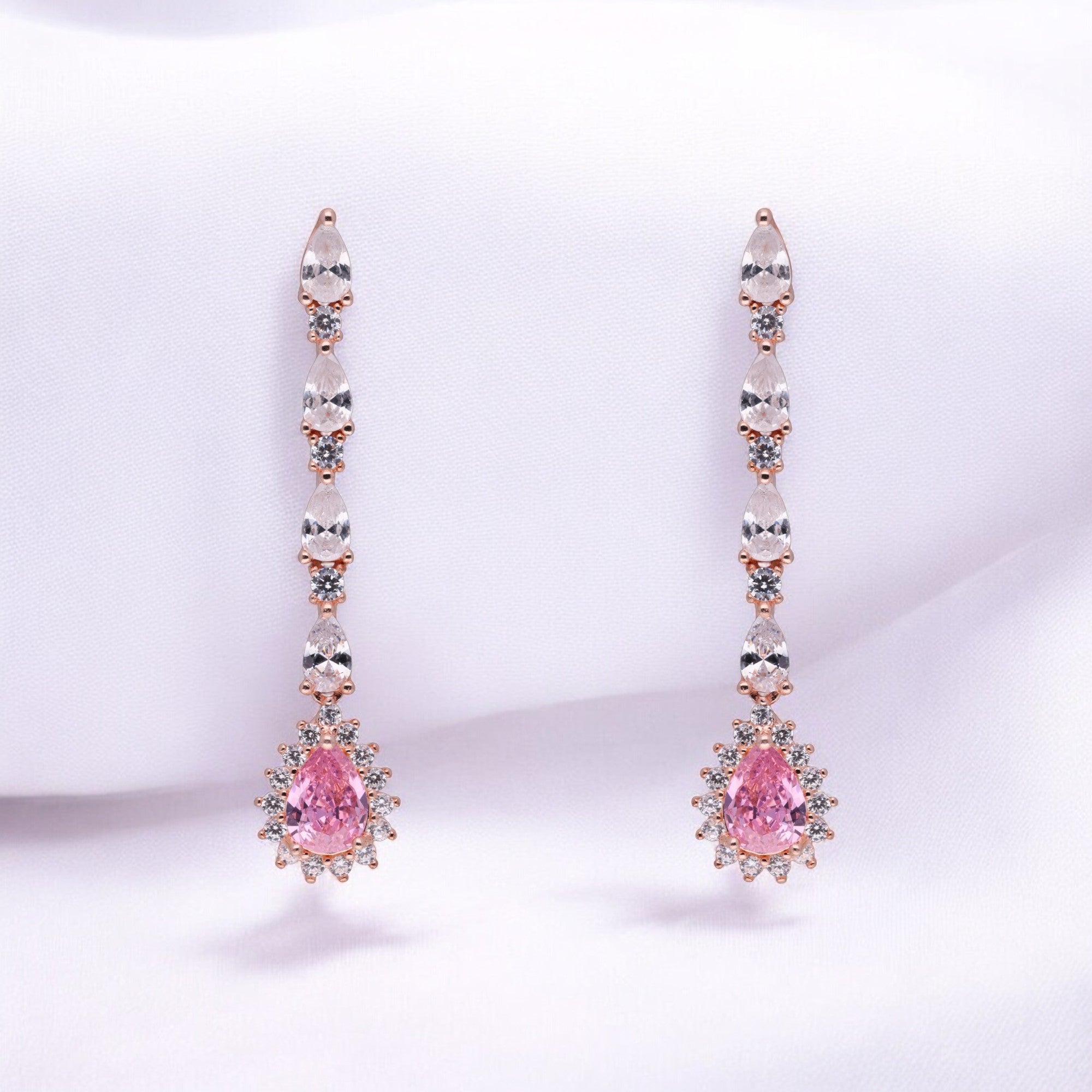 Sterling Silver Long Drop Earrings with Teardrop Stone | SKU : 0021188817, 0021188831, 0021188794