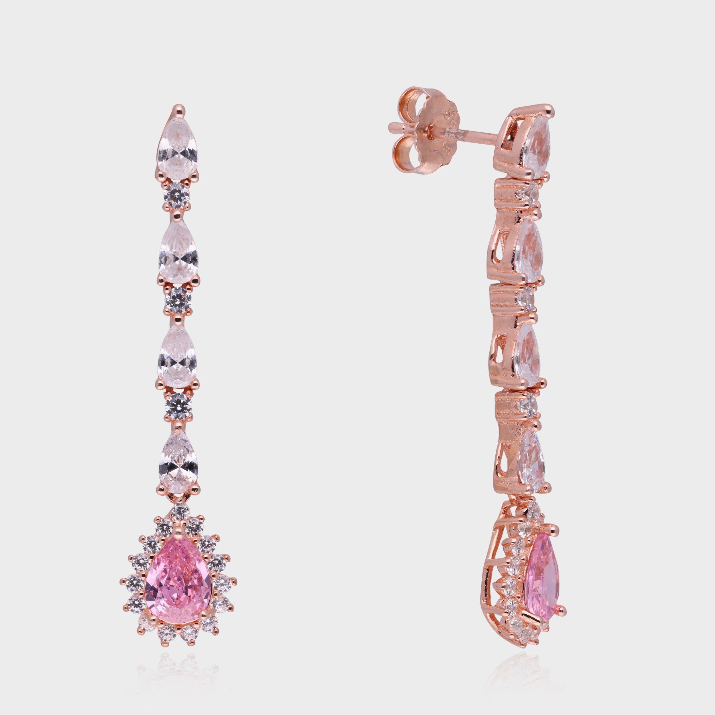 Sterling Silver Long Drop Earrings with Teardrop Stone | SKU : 0021188817, 0021188831, 0021188794