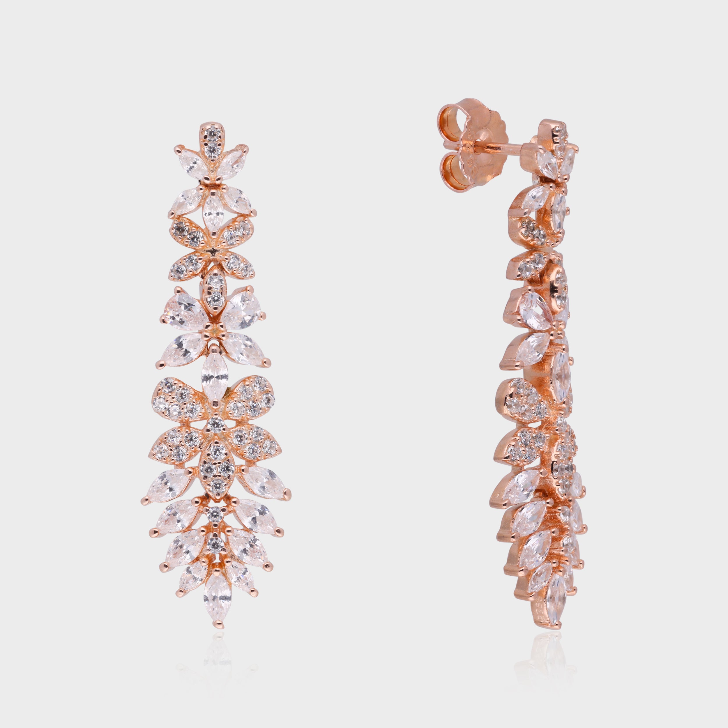 Sterling Silver Floral Vine Drop Earrings | SKU : 0021188855, 0021188879