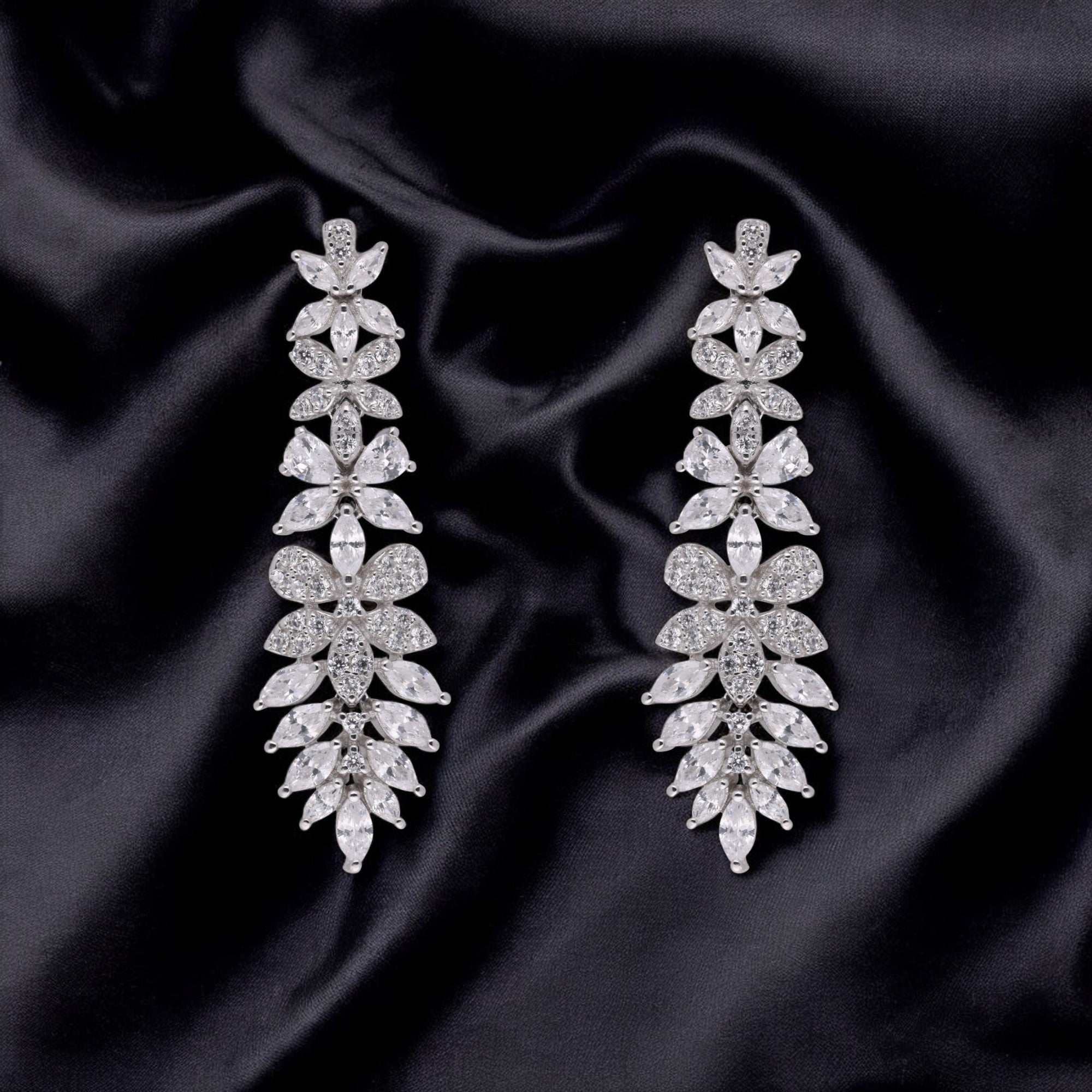 Sterling Silver Floral Vine Drop Earrings | SKU : 0021188855, 0021188879