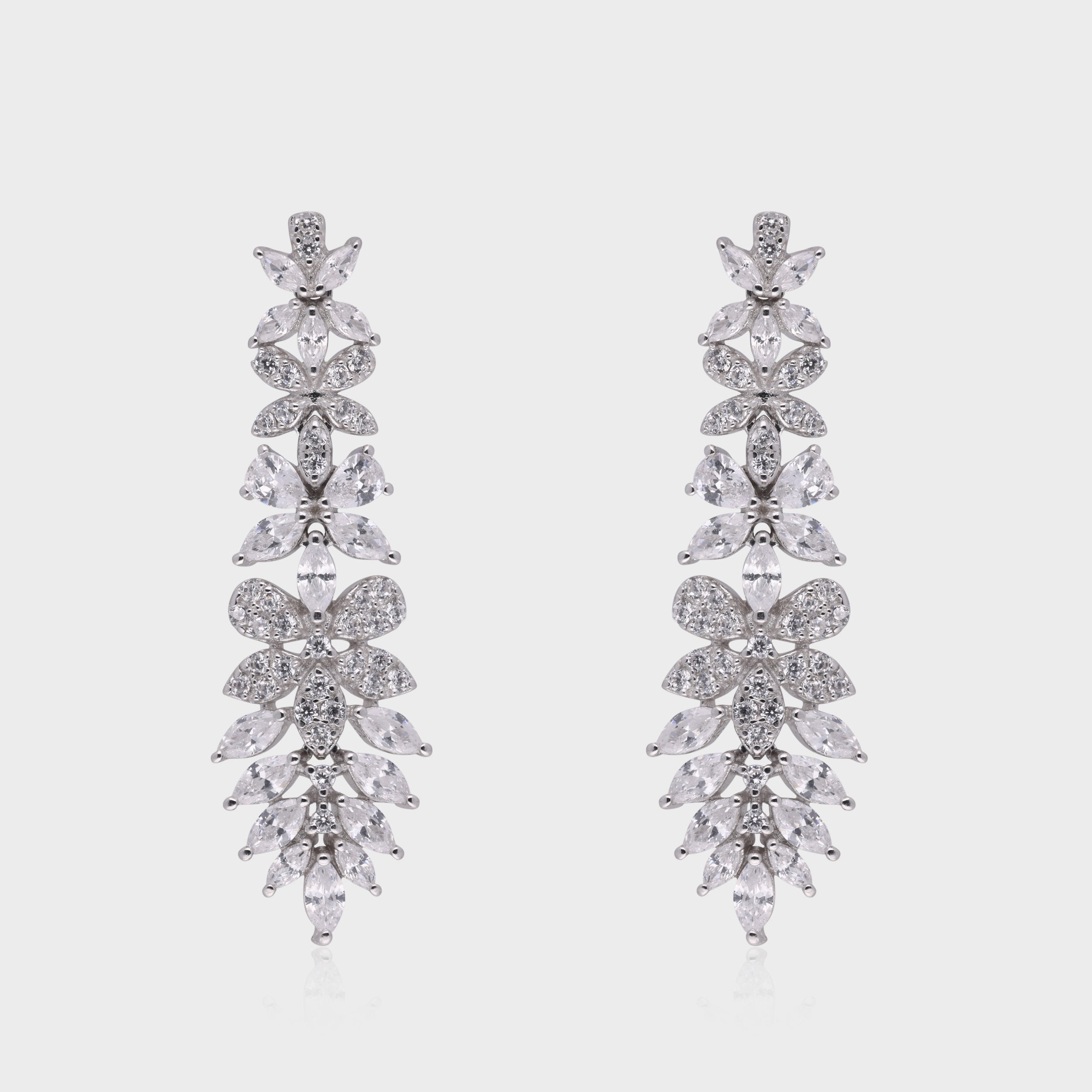 Sterling Silver Floral Vine Drop Earrings | SKU : 0021188855, 0021188879