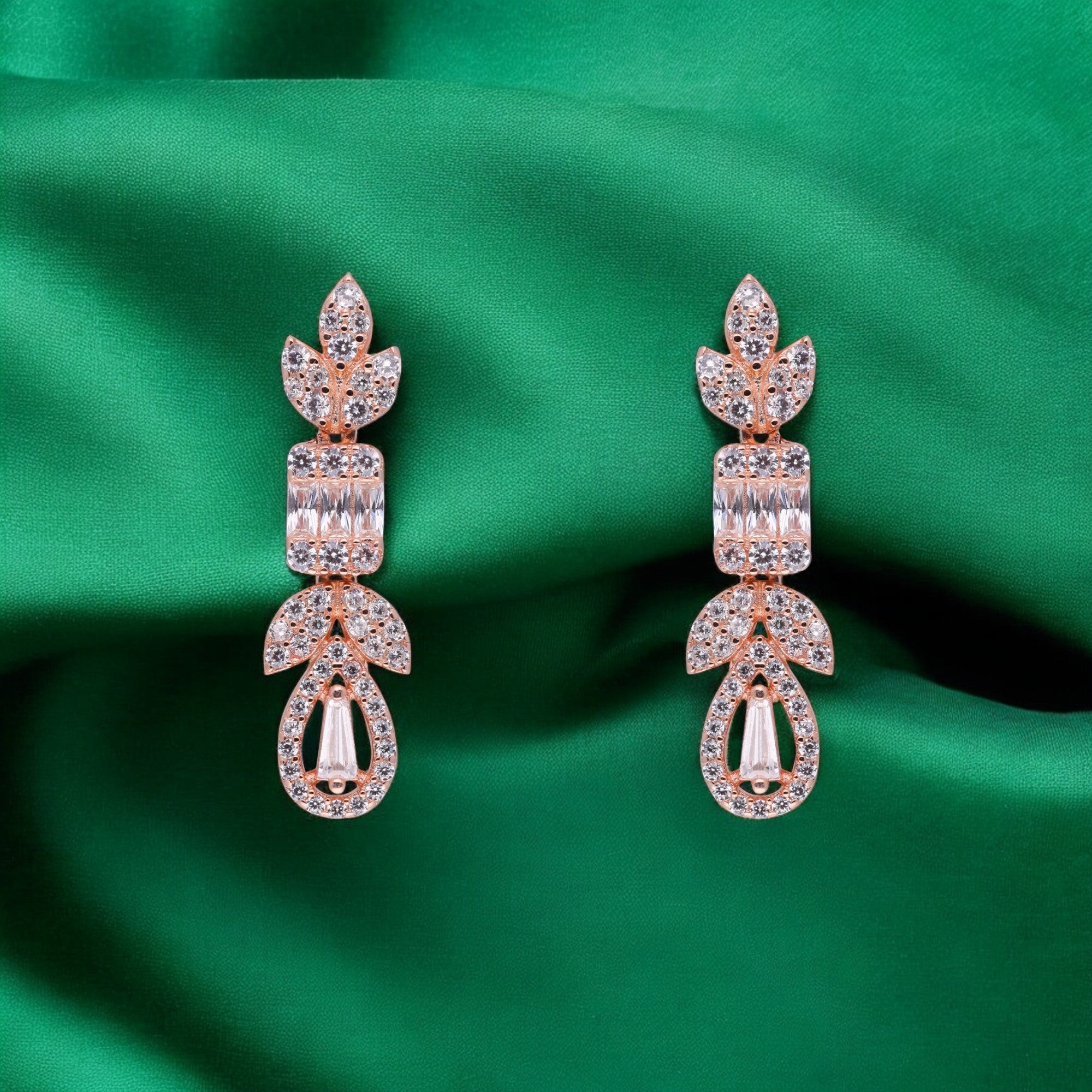 Sterling Silver Drop Earrings with Baguette and Teardrop Stones | SKU : 0021188916, 0021188893, 0003526132