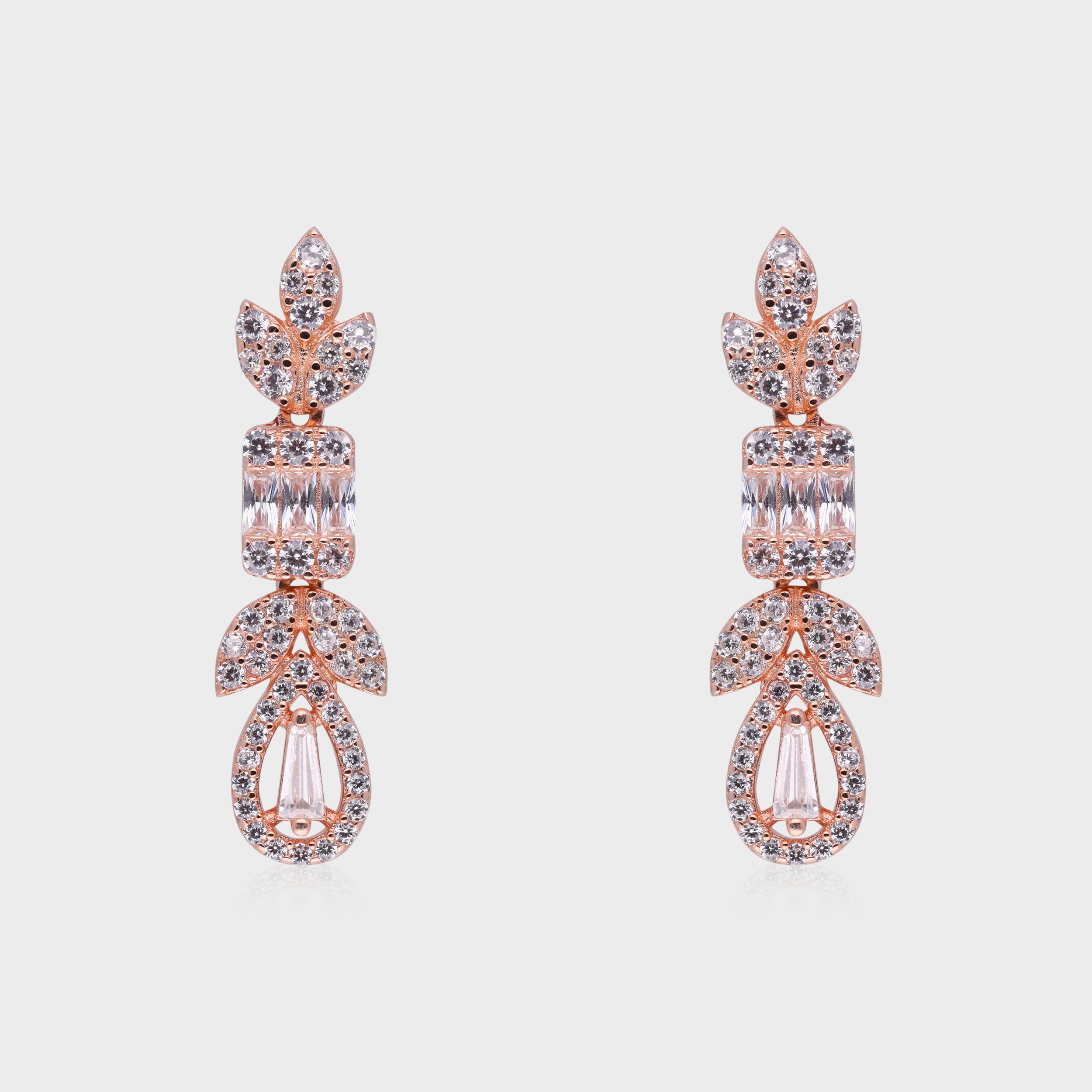 Sterling Silver Drop Earrings with Baguette and Teardrop Stones | SKU : 0021188916, 0021188893, 0003526132
