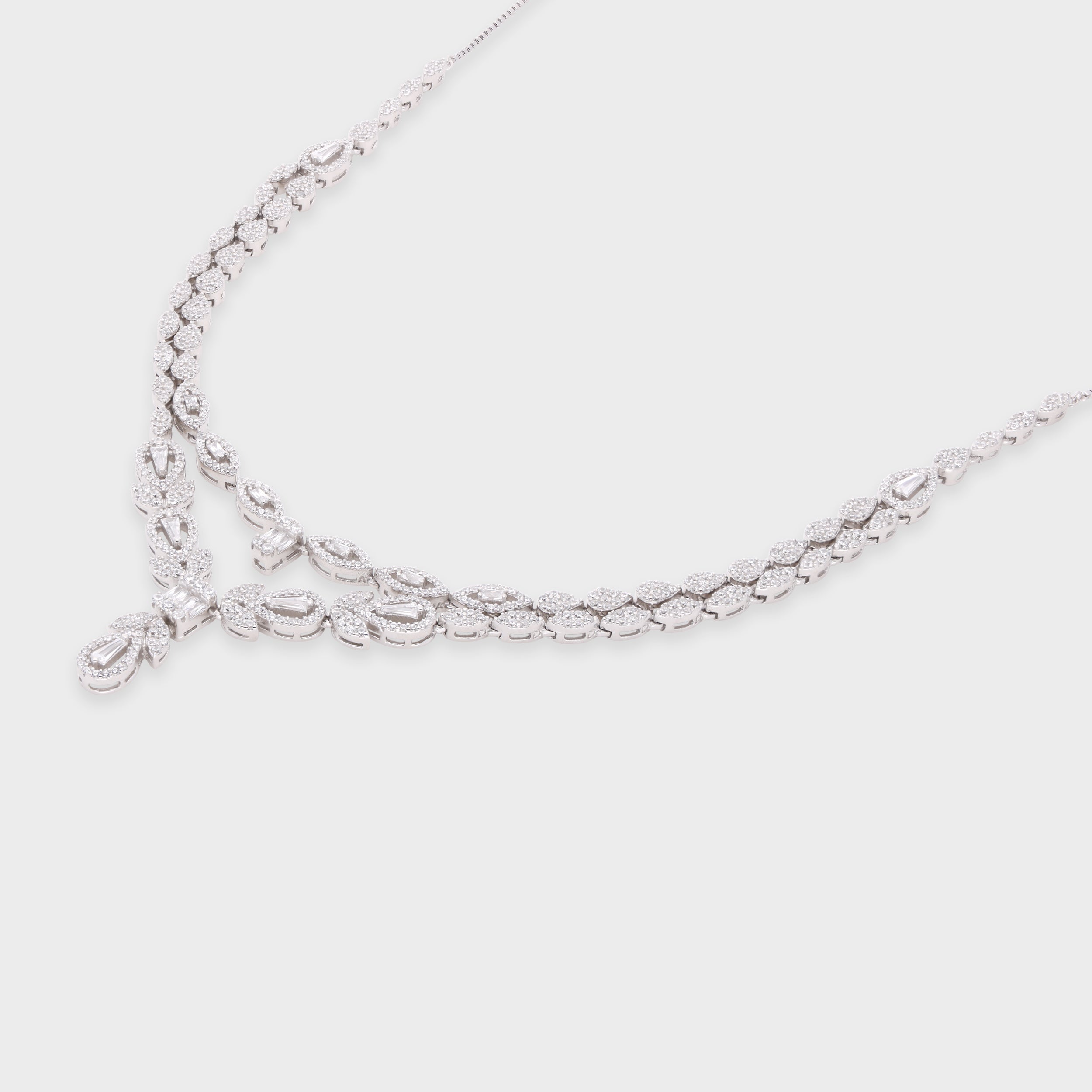 Double Layer Drop Necklace with Pear and Marquise Stone Detailing | SKU : 0021188886, 0021188909, 0003526125
