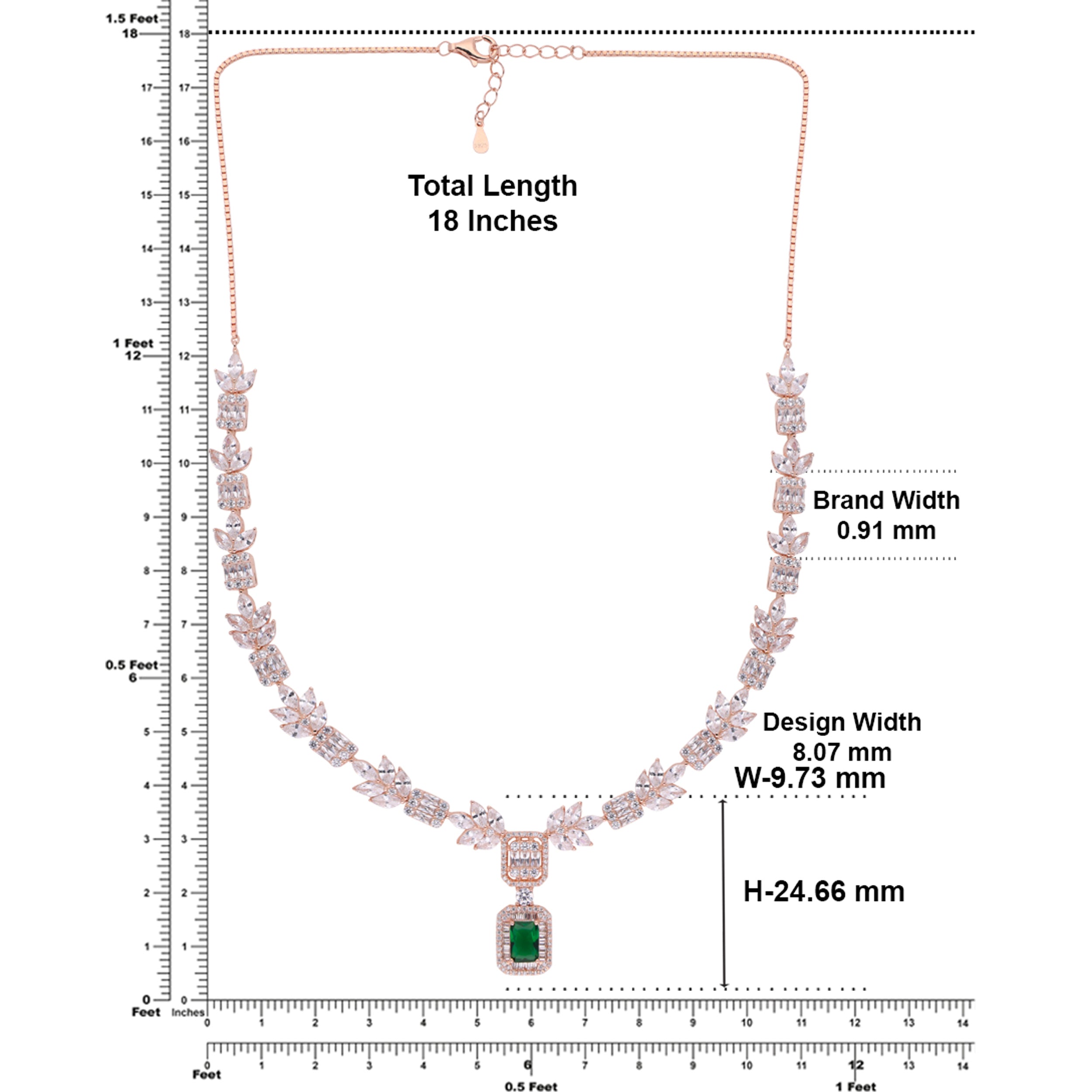 Regal Radiance Necklace with Emerald/Pink Stone Pendant | SKU : 0021189005, 0021189029, 0003526163, 0003526149, 0003525883