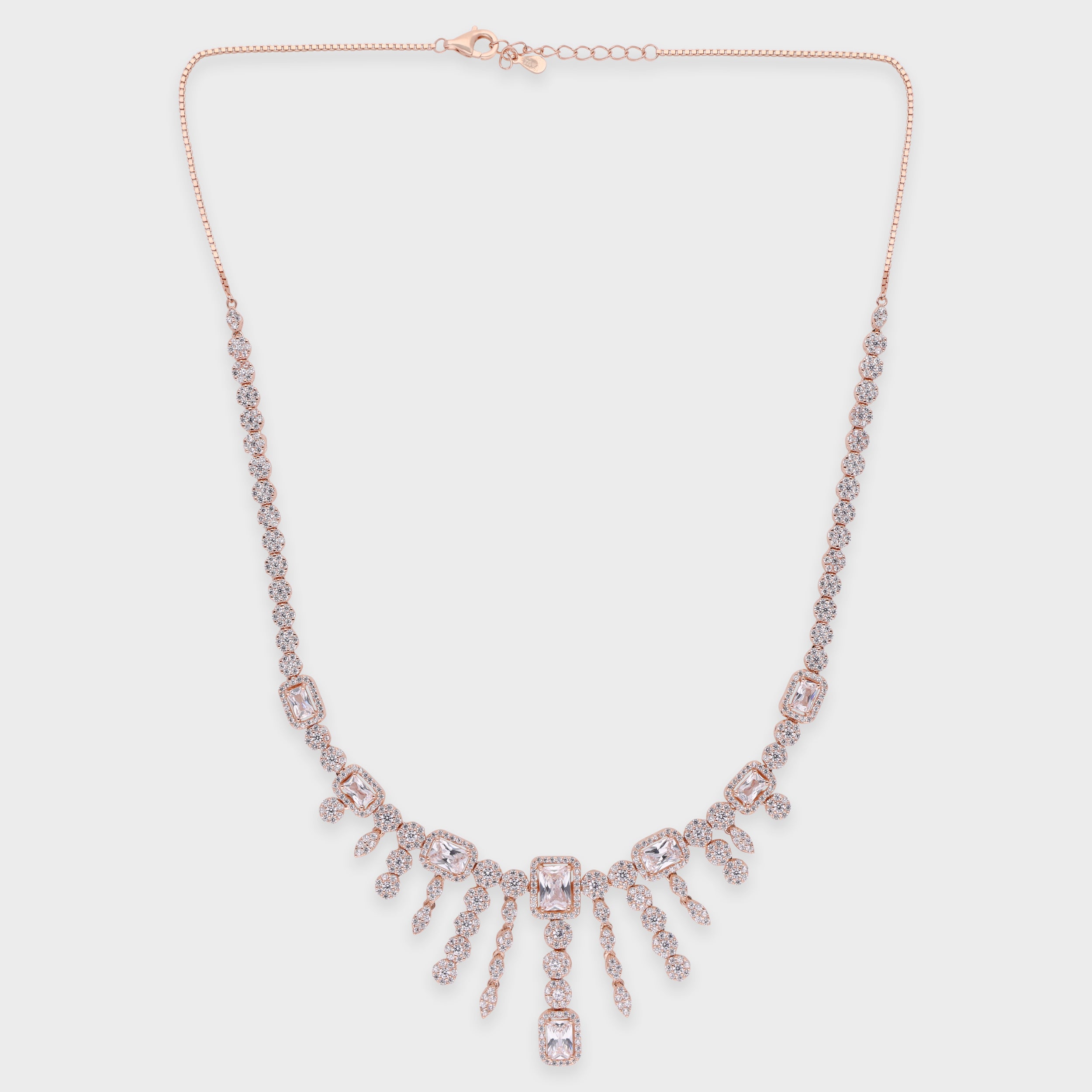 Baguette Cascade Necklace with Fringe Stone Drops | SKU : 0021189067, 0021189081, 0021189043, 0003525623, 0003525449
