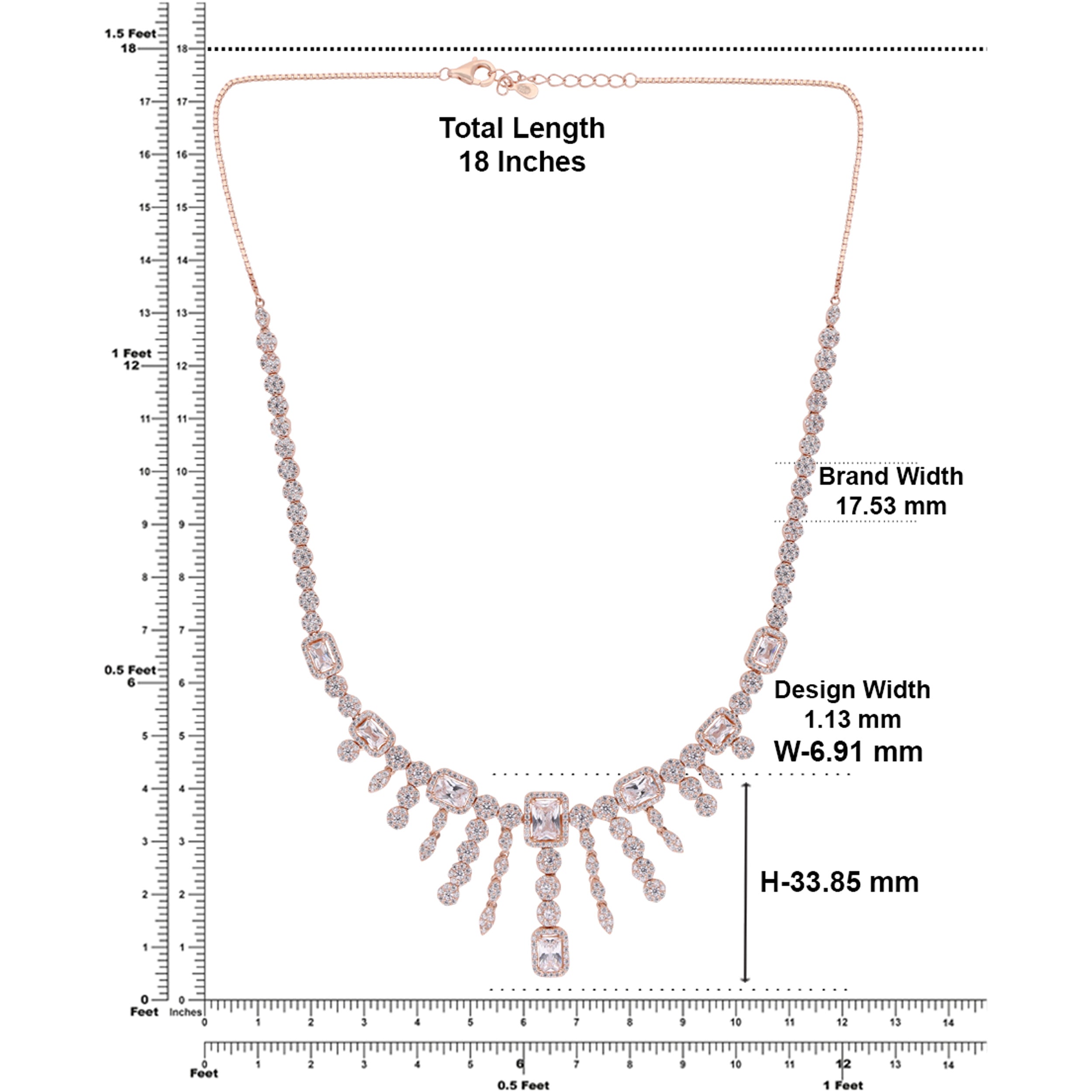 Baguette Cascade Necklace with Fringe Stone Drops | SKU : 0021189067, 0021189081, 0021189043, 0003525623, 0003525449