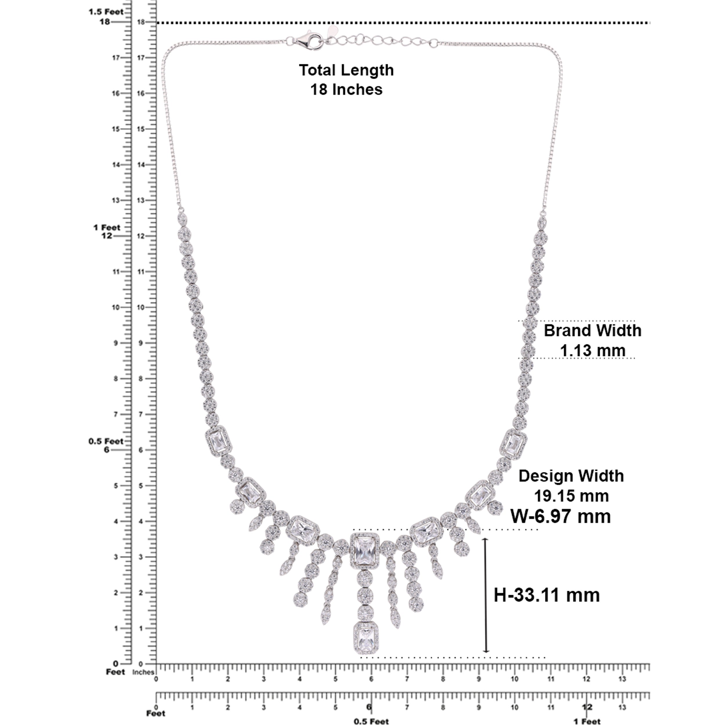 Baguette Cascade Necklace with Fringe Stone Drops | SKU : 0021189067, 0021189081, 0021189043, 0003525623, 0003525449