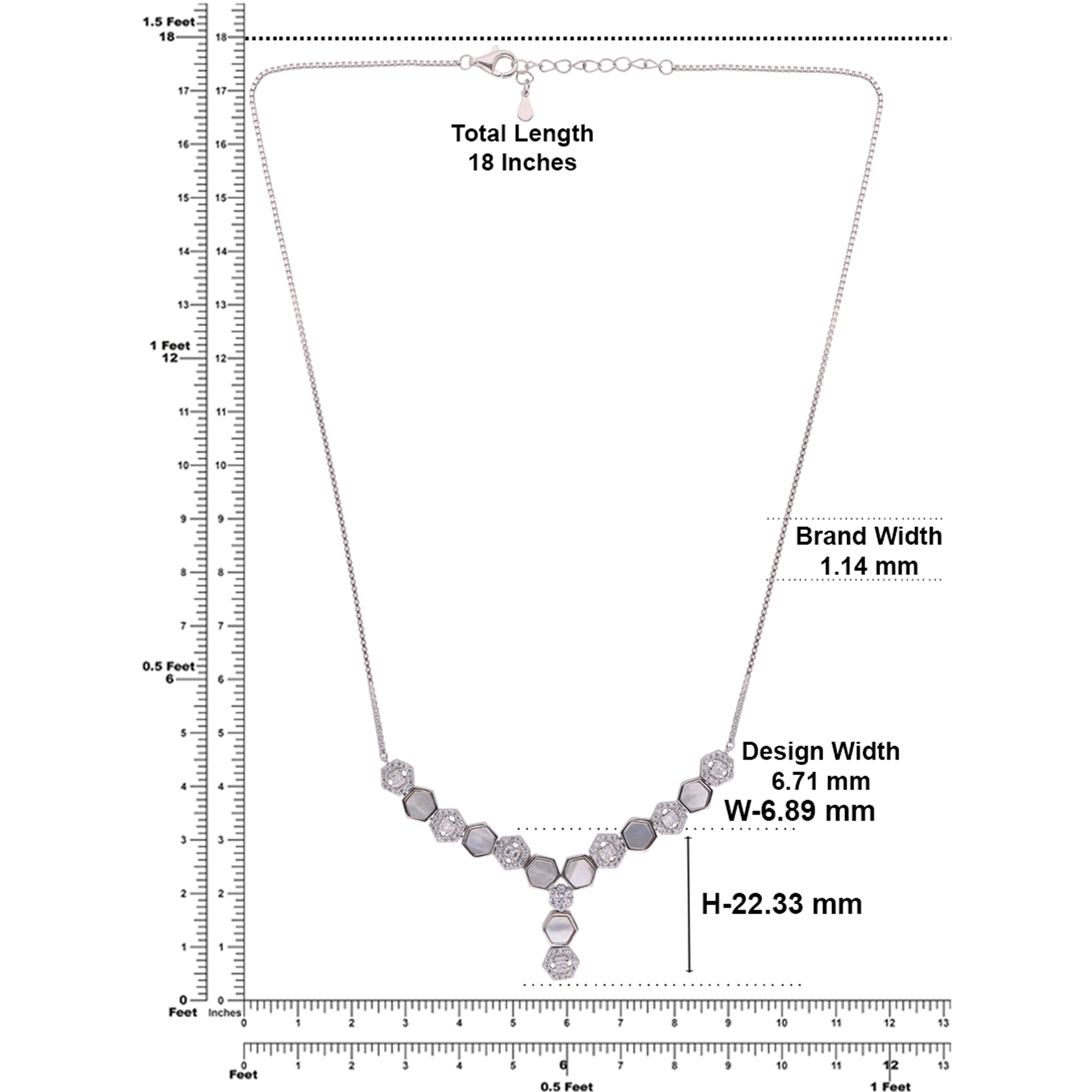Hexagon Link Y-Necklace with Dual-Tone Accents | SKU : 0021189104, 0021189166, 0021189128, 0021189142