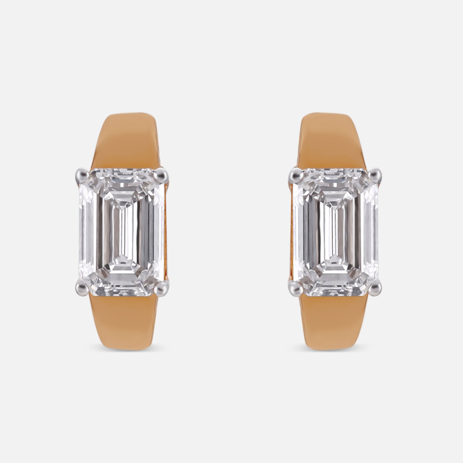 Golden Aura Emerald-Cut Lab-Grown Diamond Hoop Earrings | SKU : 0021211607