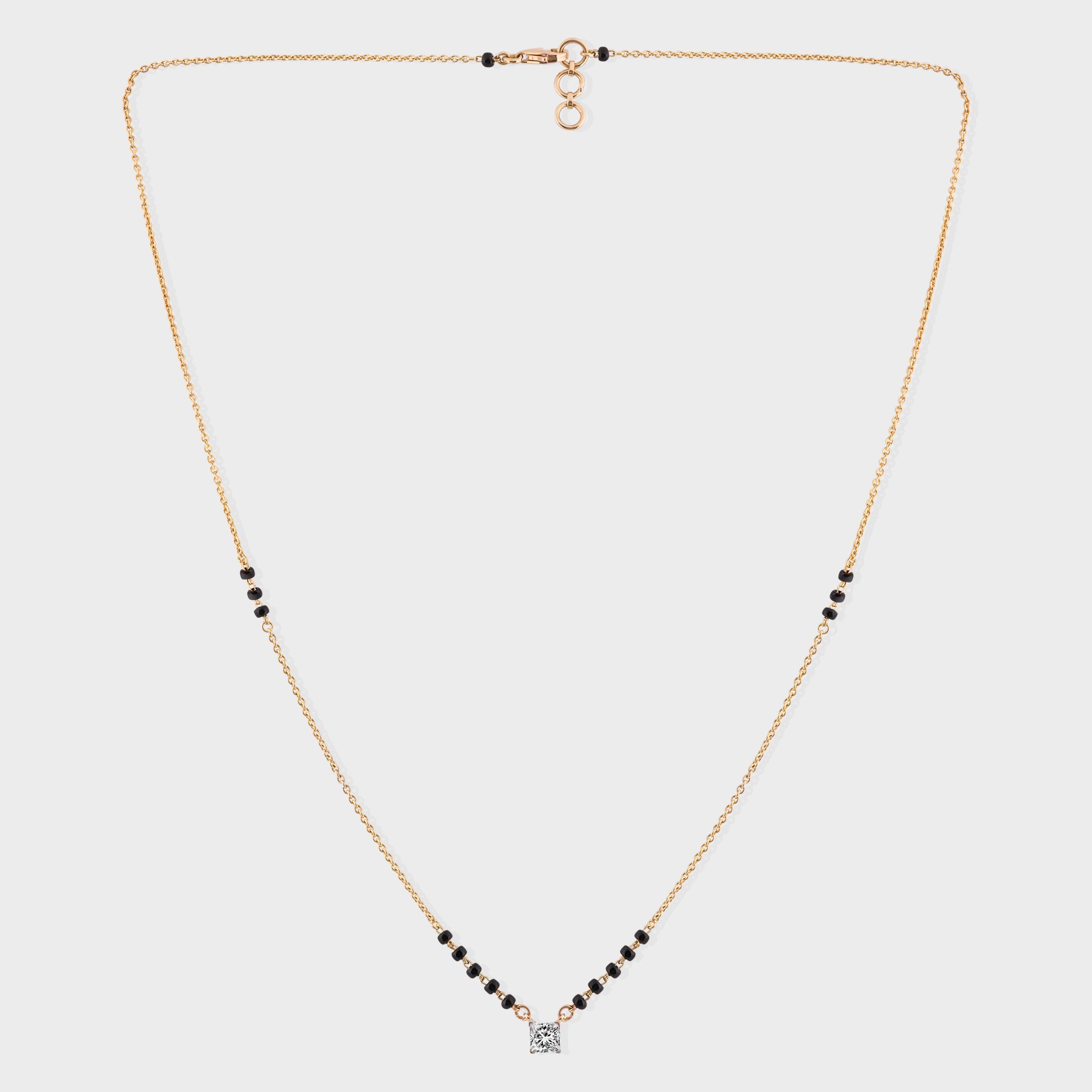 Princess Cut 0.540 Carat Solitaire Lab-Grown Diamond Mangalasutra | SKU: 0021246609