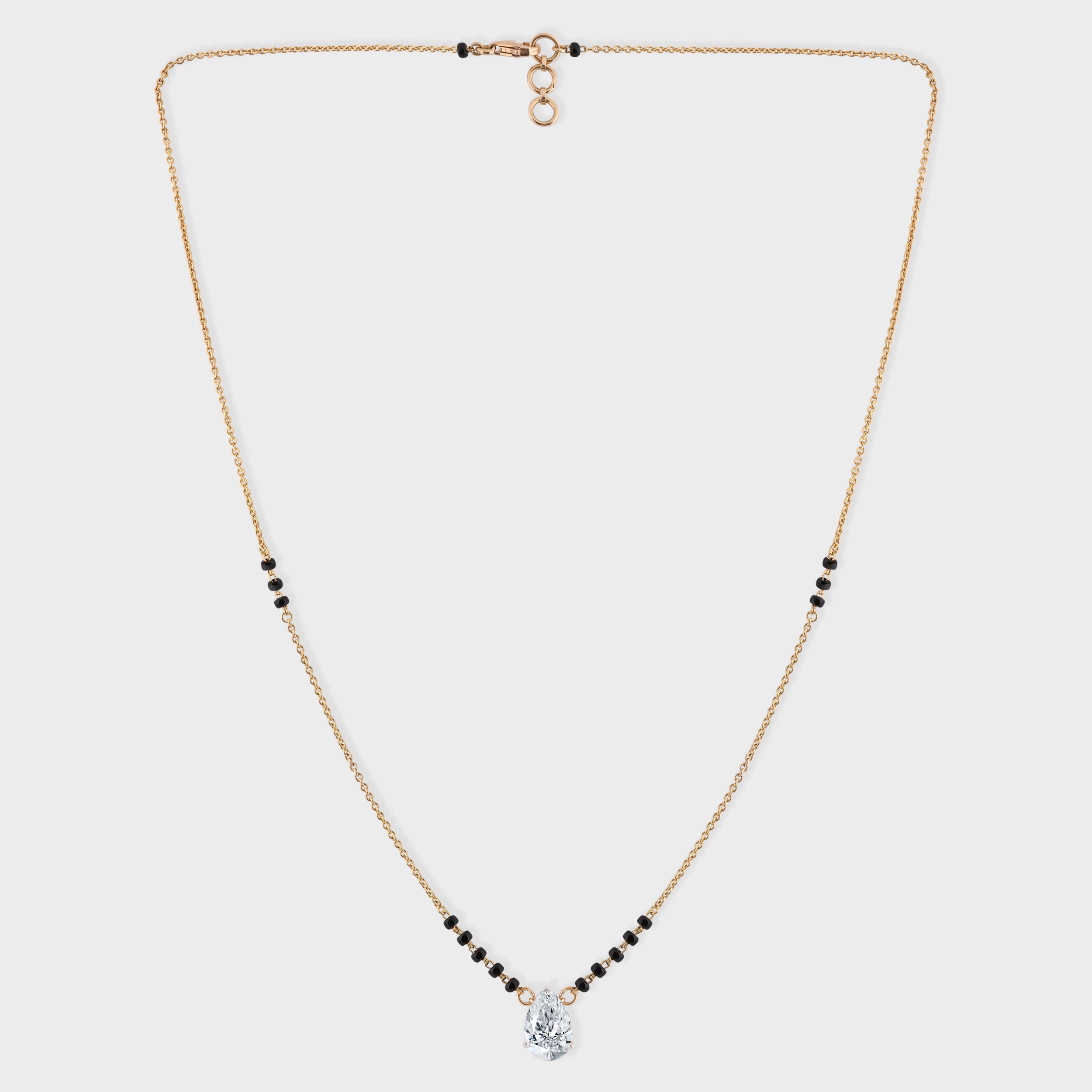 Pear Cut 1.520 Carat Solitaire Lab-Grown Diamond Mangalasutra | SKU: 0003527443