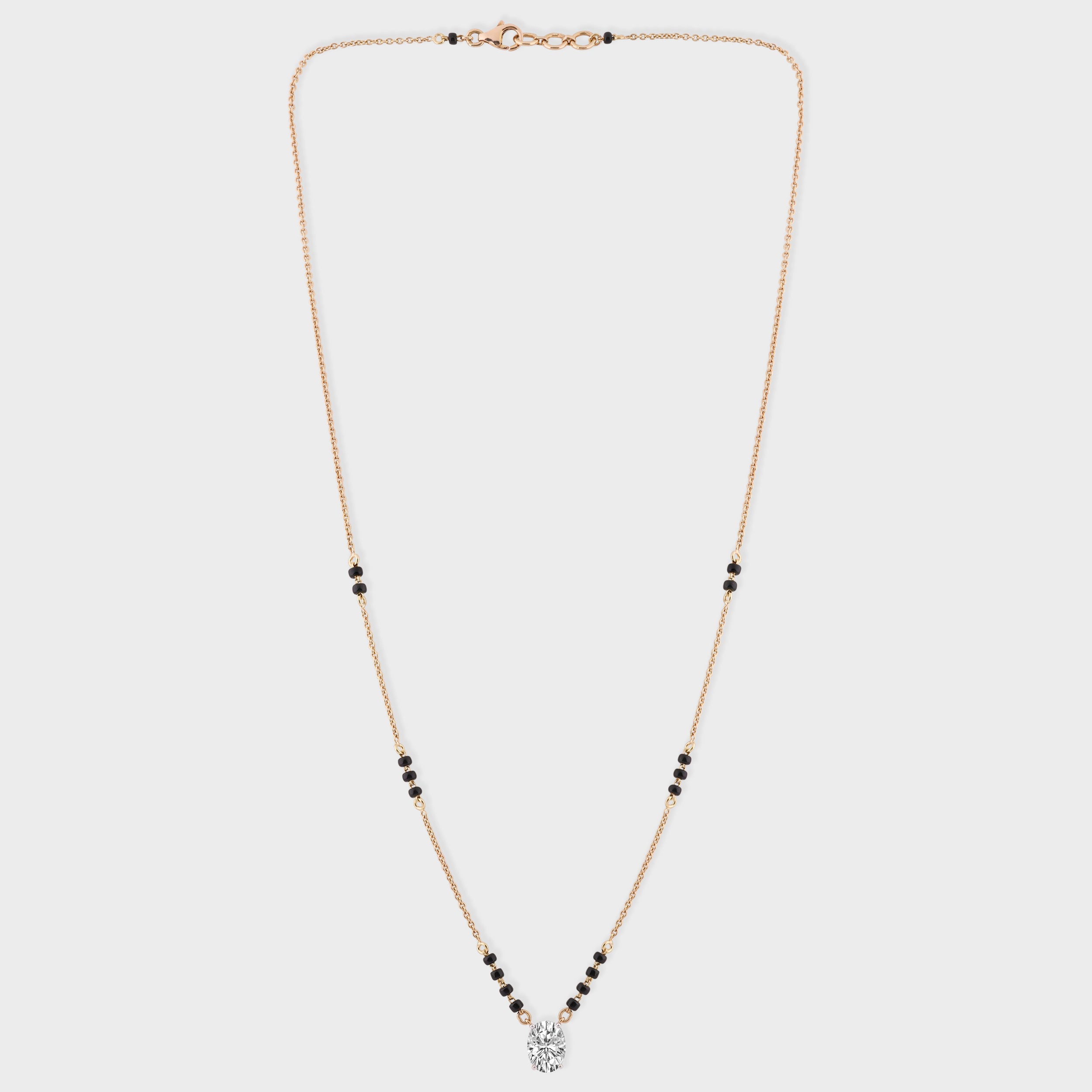 Oval Cut 1.510 Carat Solitaire Lab-Grown Diamond Mangalasutra | SKU: 0003527450