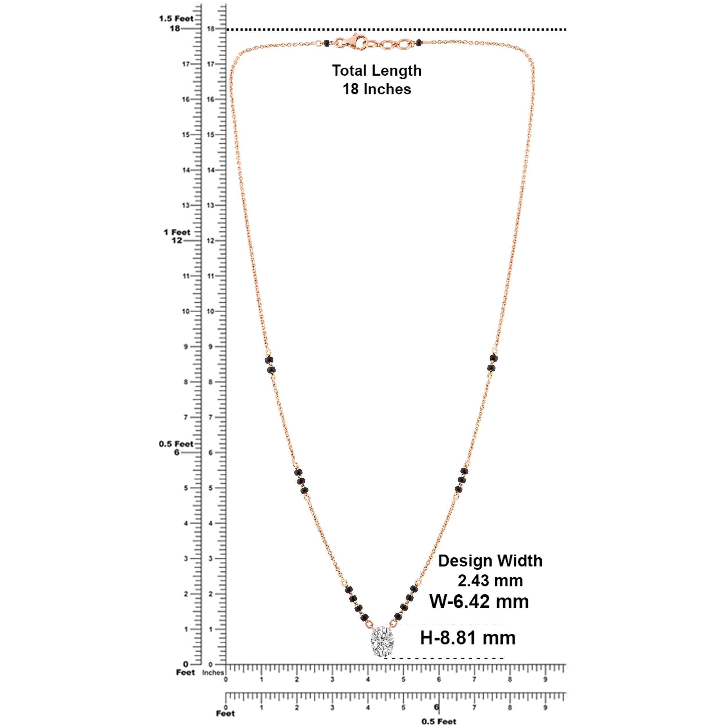 Oval Cut 1.510 Carat Solitaire Lab-Grown Diamond Mangalasutra | SKU: 0003527450