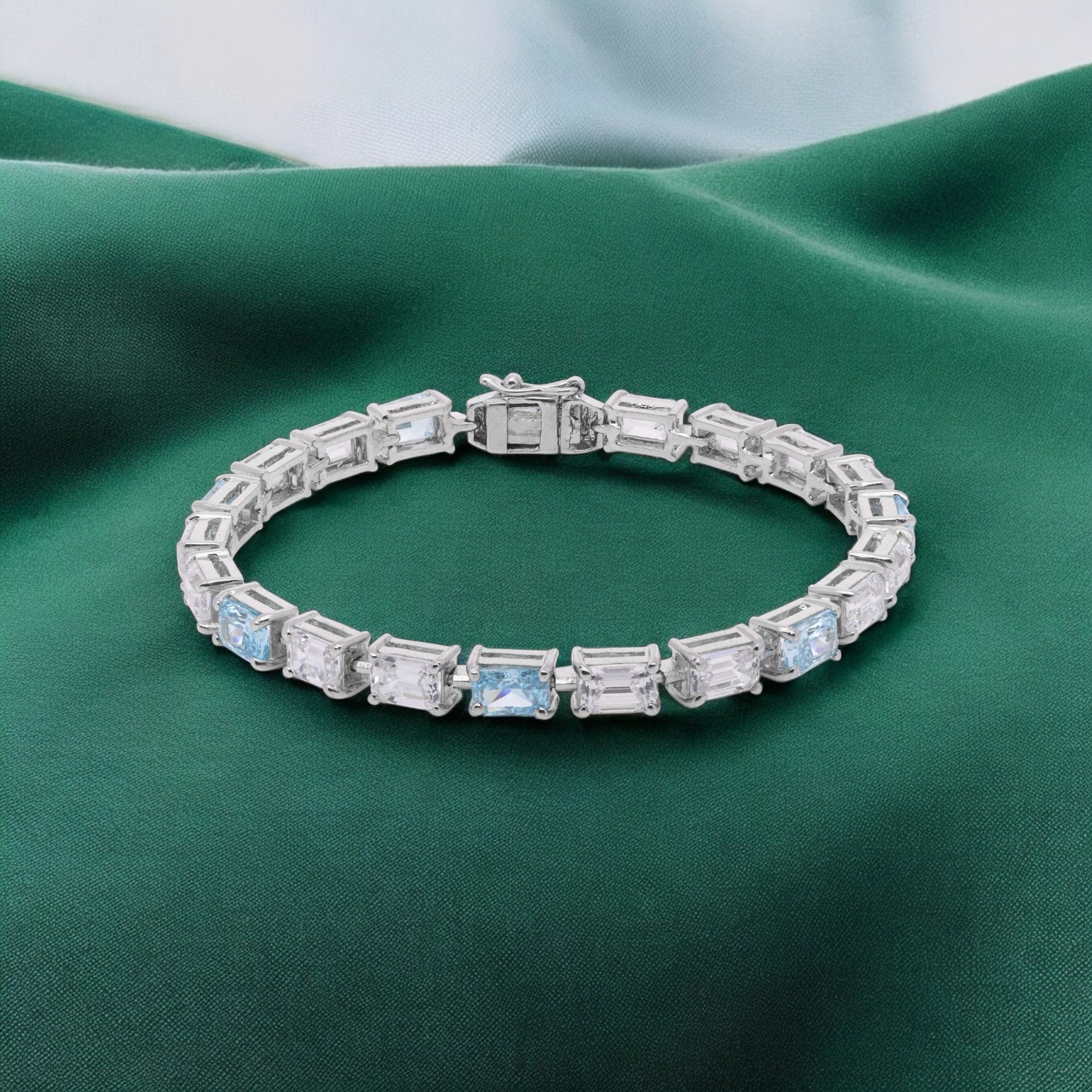 Glacial Blue Emerald-Cut Tennis Bracelet | SKU: 0021325960