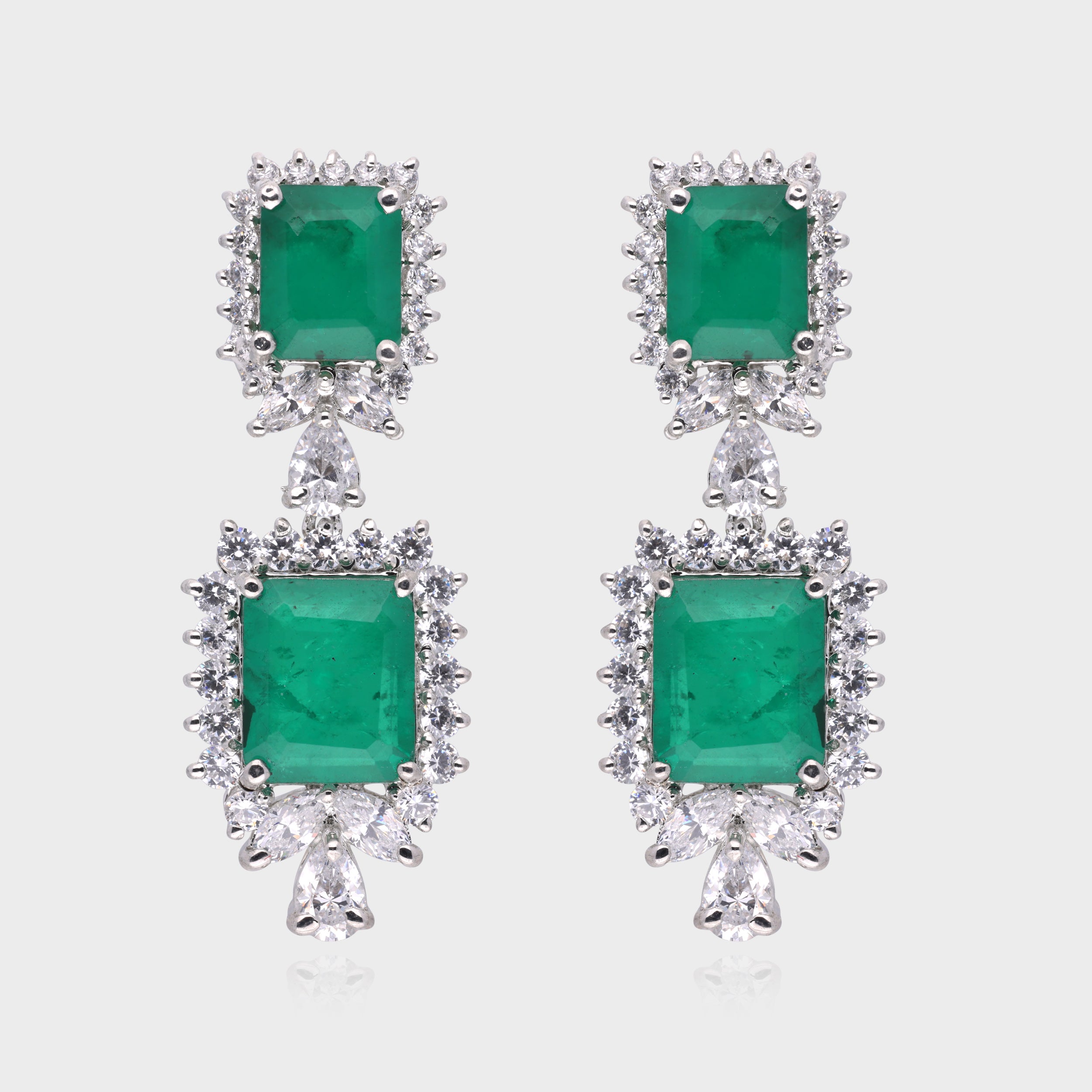 Heirloom Grace Dual Emerald Drop Earrings | SKU : 0021326042