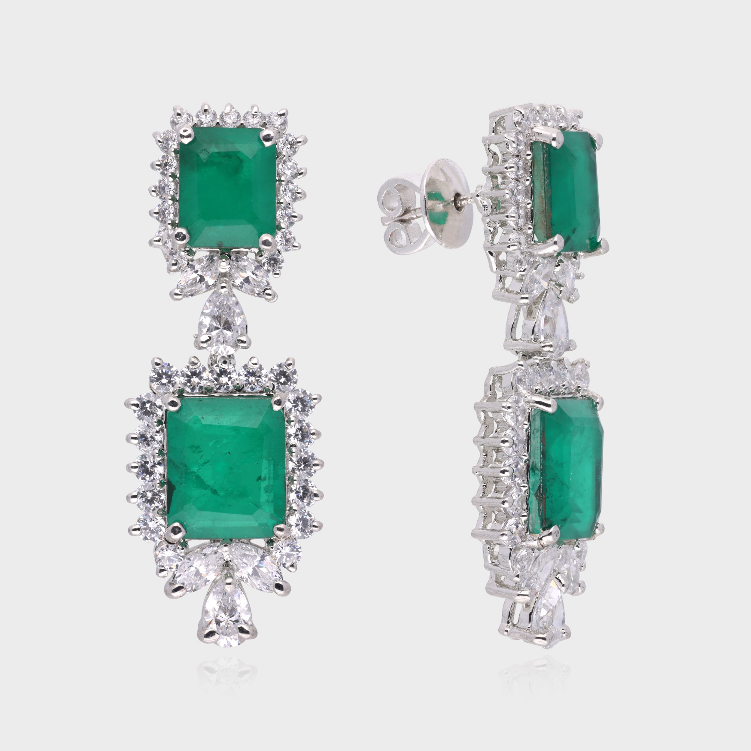 Heirloom Grace Dual Emerald Drop Earrings | SKU : 0021326042