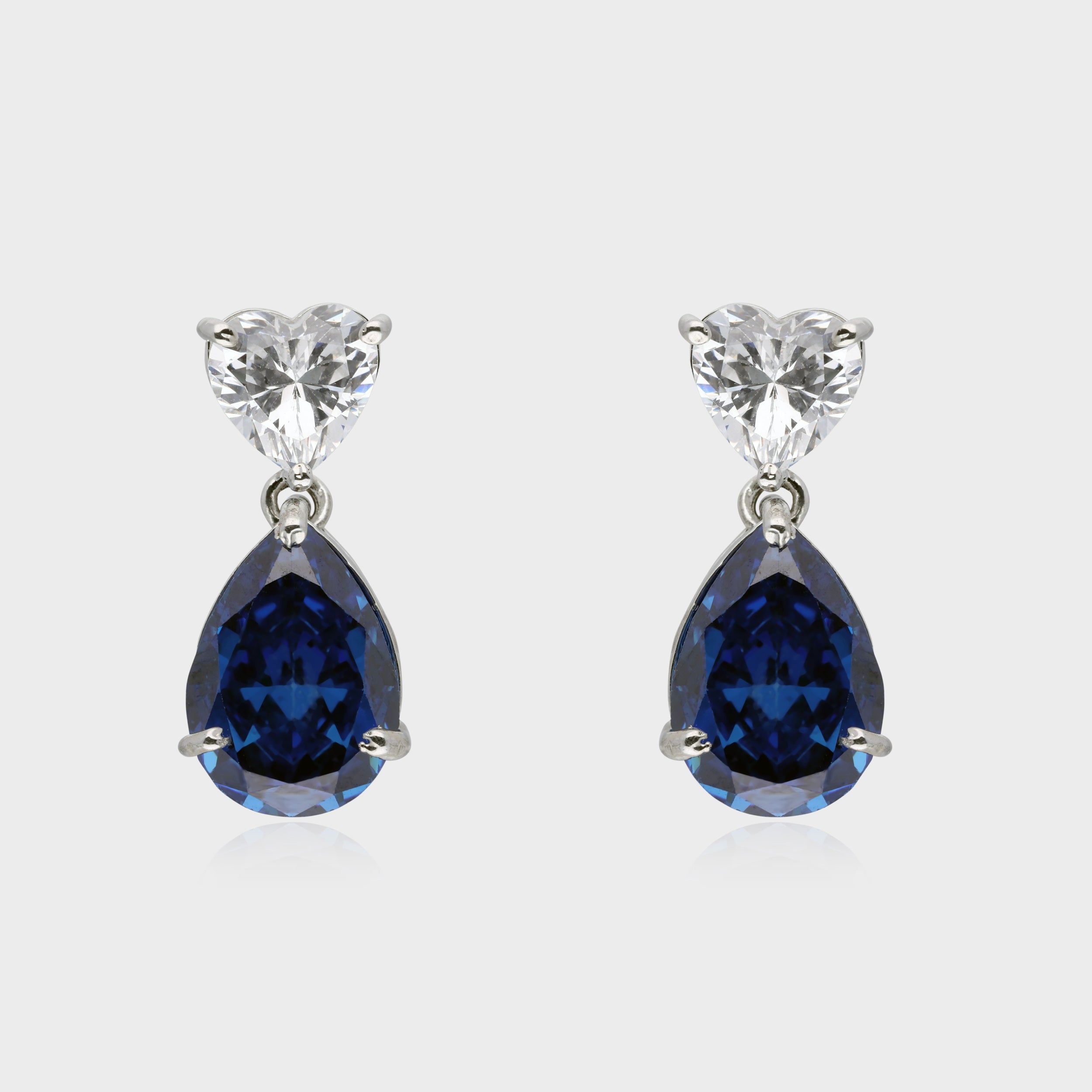 Elegant 925 Sterling Silver Drop Earrings with Heart & Pear Cut Gemstones | SKU : 0003534625, 0021326301, 0021326318, 0021326134, 0021326127