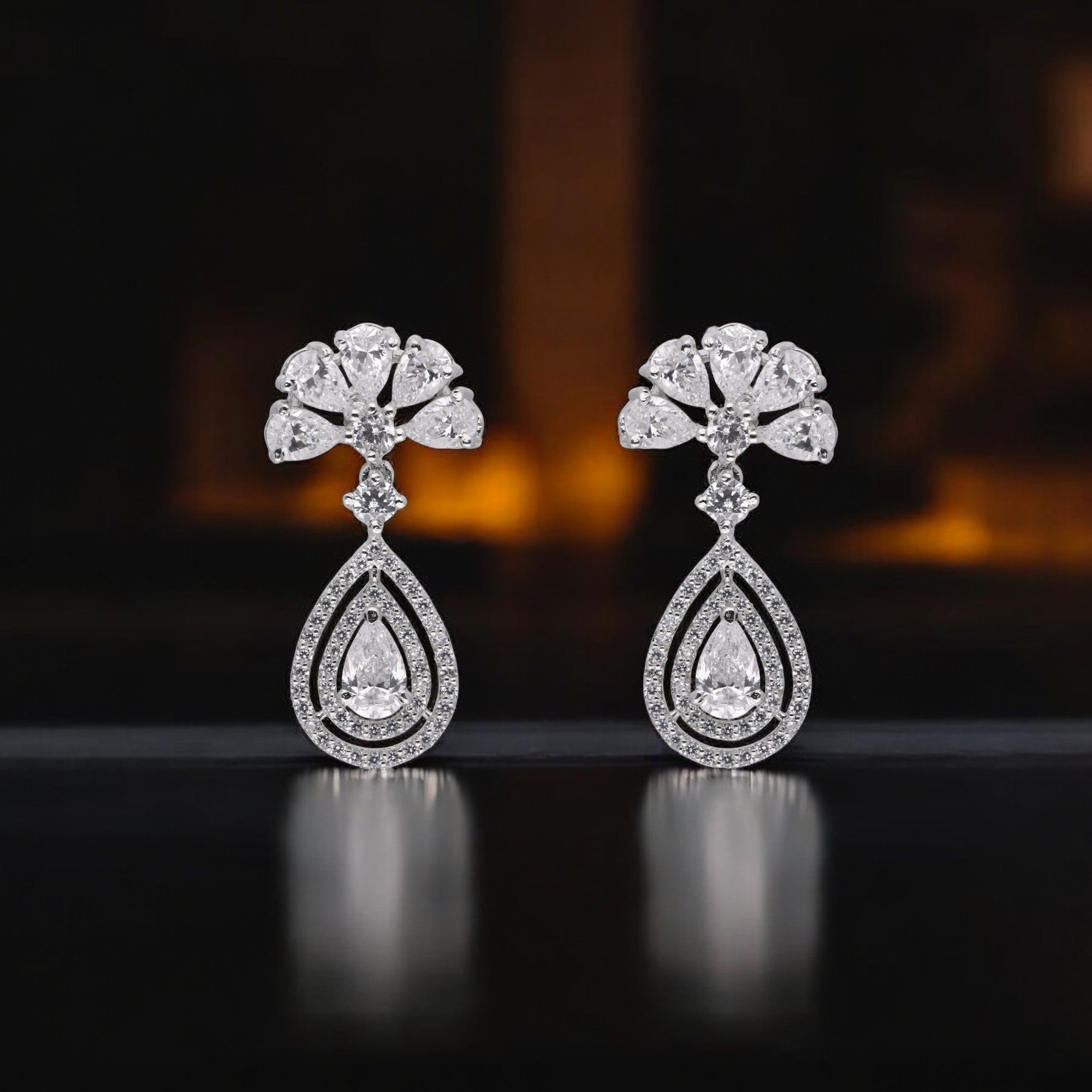Celestia Teardrop Sparkle Earrings | SKU : 0021326141, 0021326158
