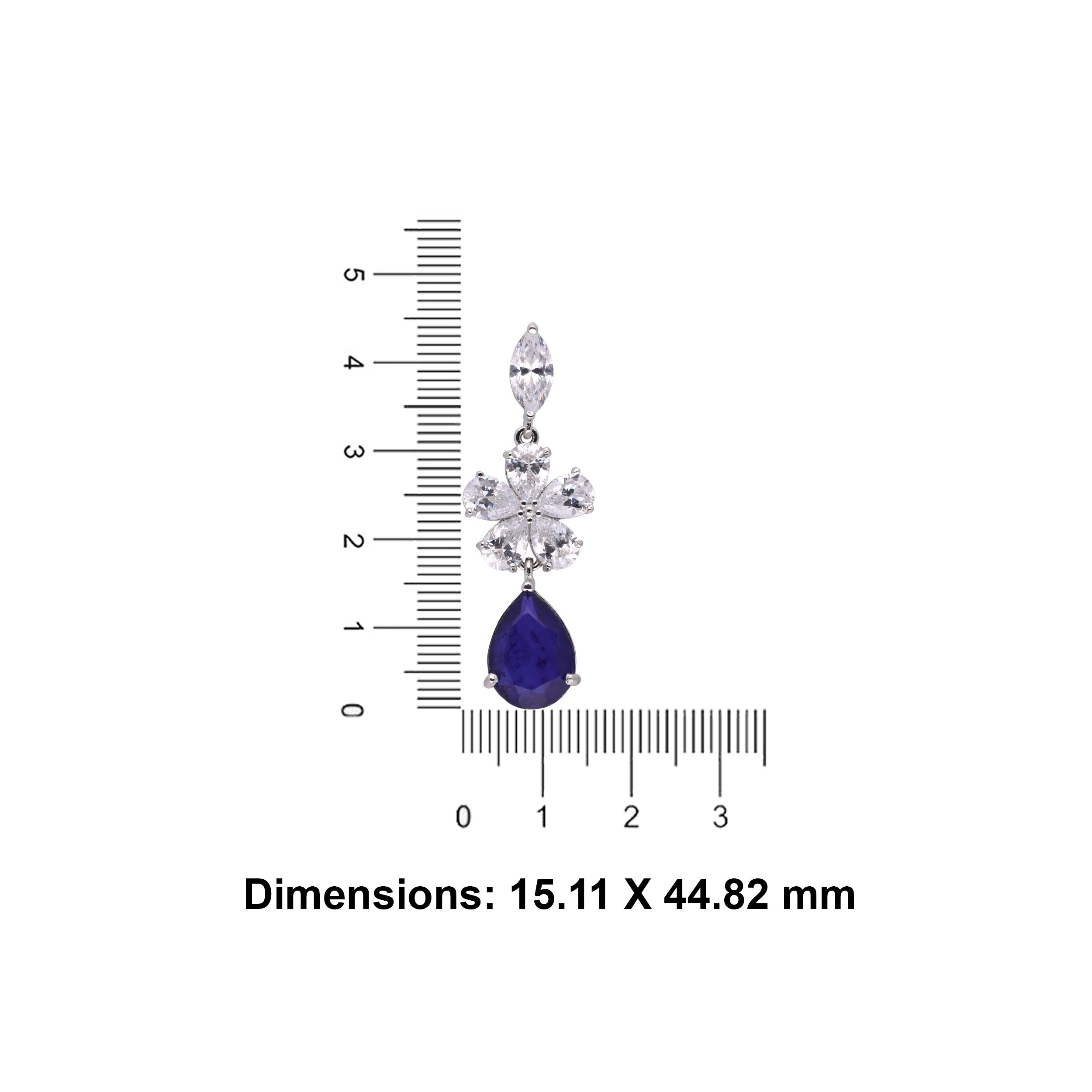 Elegant 925 Sterling Silver Floral Drop Earrings with Ruby & Cubic Zirconia | SKU : 0003534649, 0021326165, 0021326172