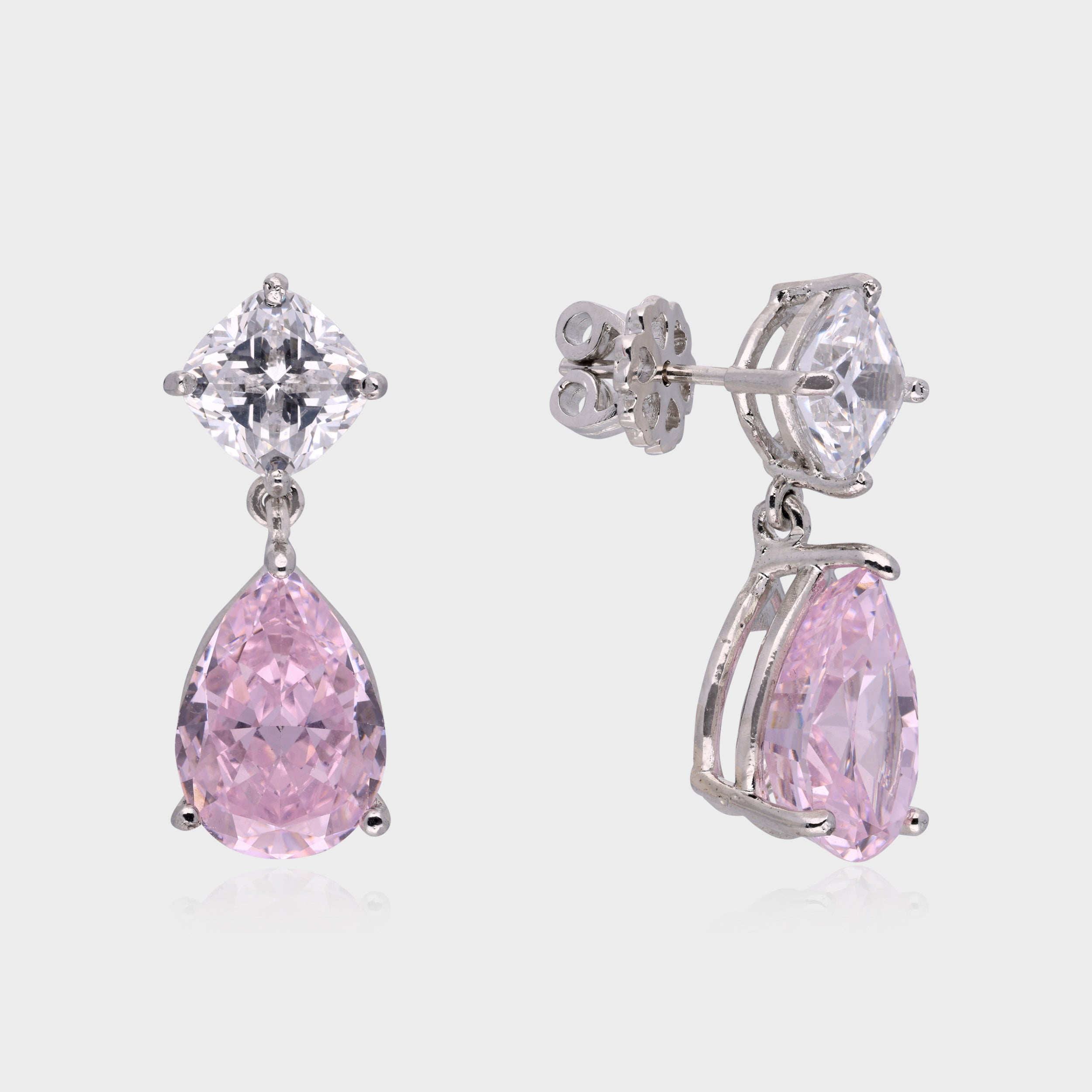 Elegant 925 Sterling Silver Sapphire Drop Earrings with Cushion-Cut Accents | SKU : 0003534663, 0021326196, 0021326219, 0021326202, 0021326189