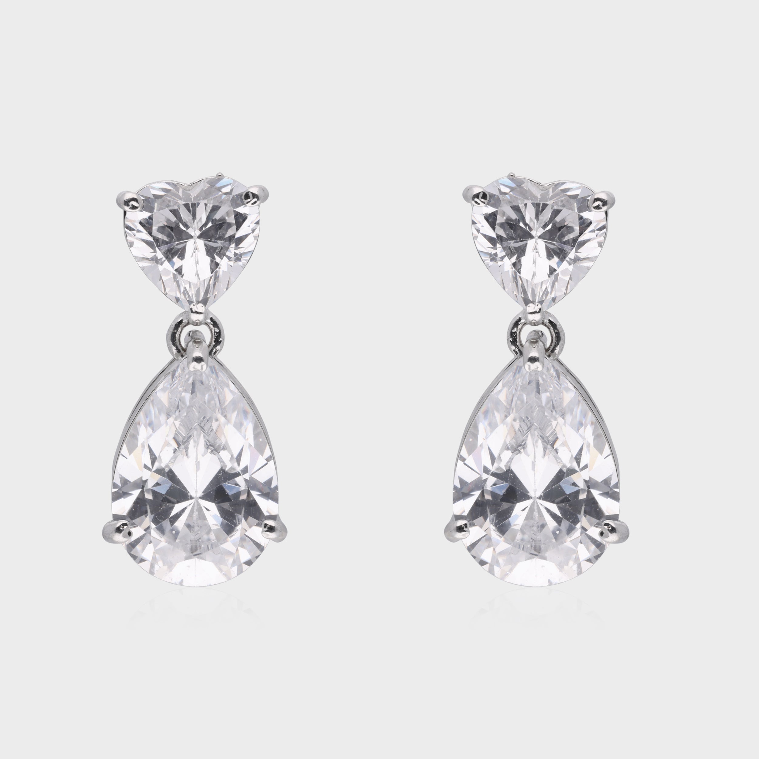 Elegant 925 Sterling Silver Drop Earrings with Heart & Pear Cut Gemstones | SKU : 0003534625, 0021326301, 0021326318, 0021326134, 0021326127