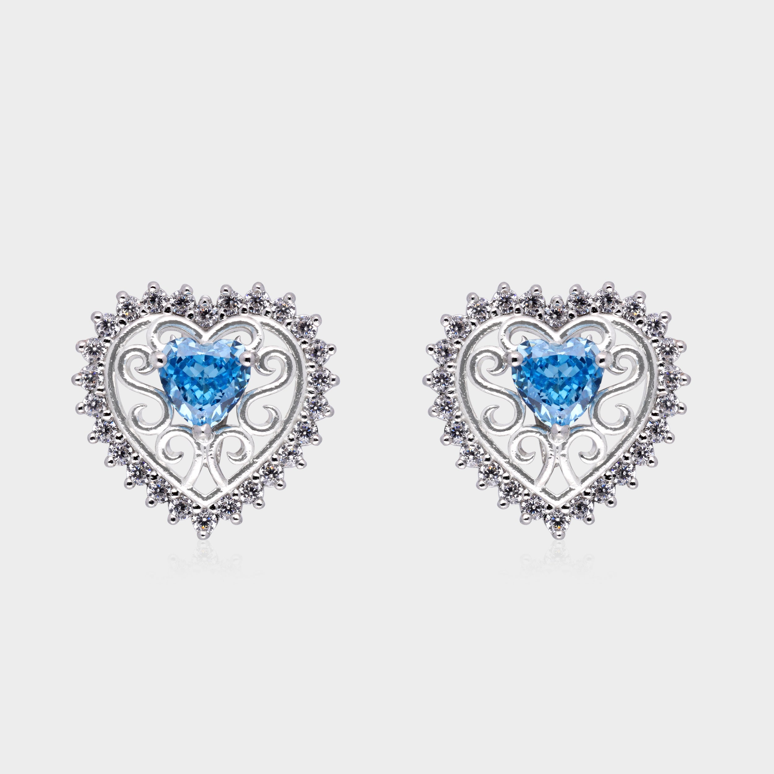 Victorian Whimsy Heart Stud Earrings – Blue & Yellow Variants | SKU : 0003534885, 0021326653, 0021326509
