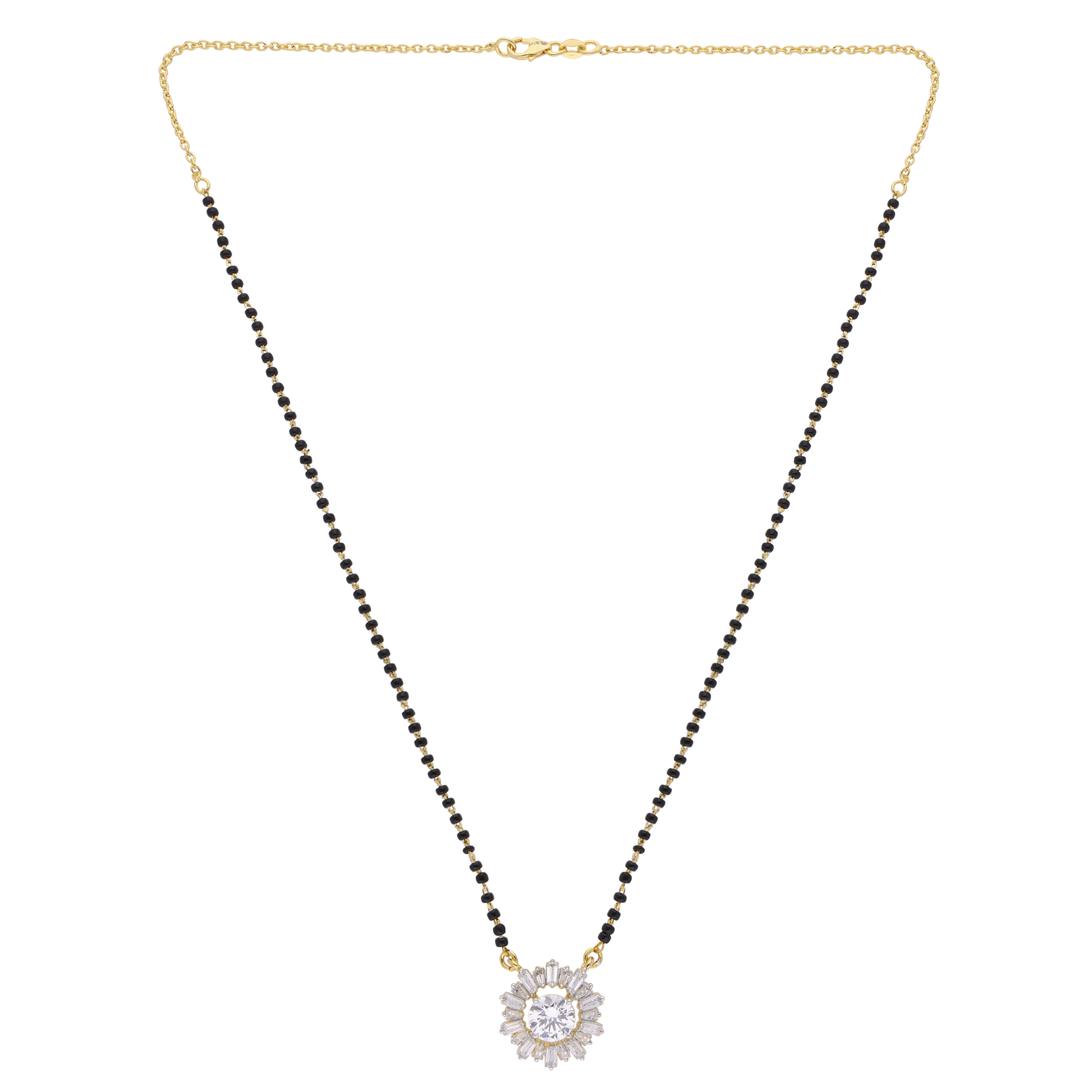 Radiant Sunburst Pendant with Black Beaded Chain | SKU: 0021327612