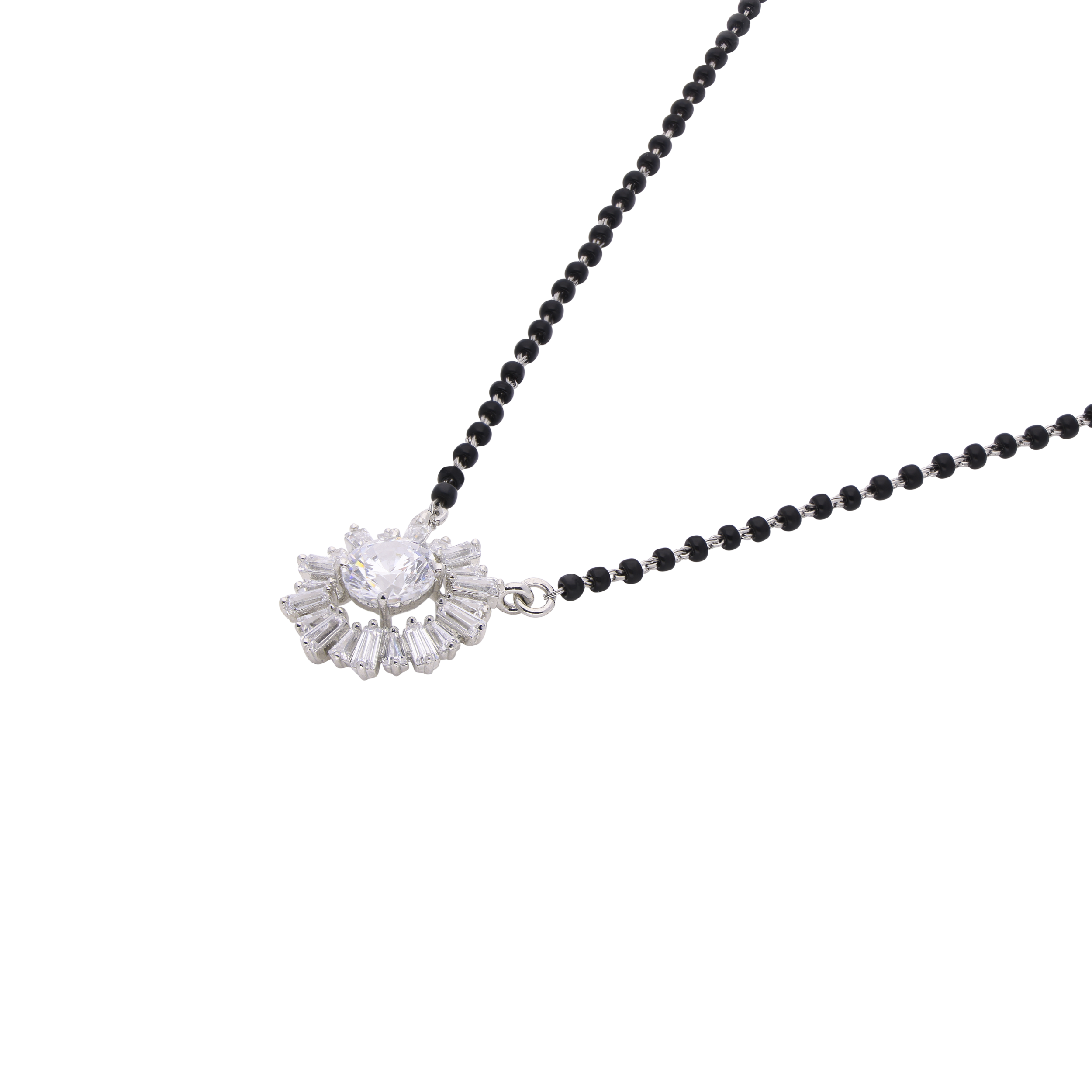 Timeless Silver Baguette Halo Mangalsutra | SKU: 0021327636