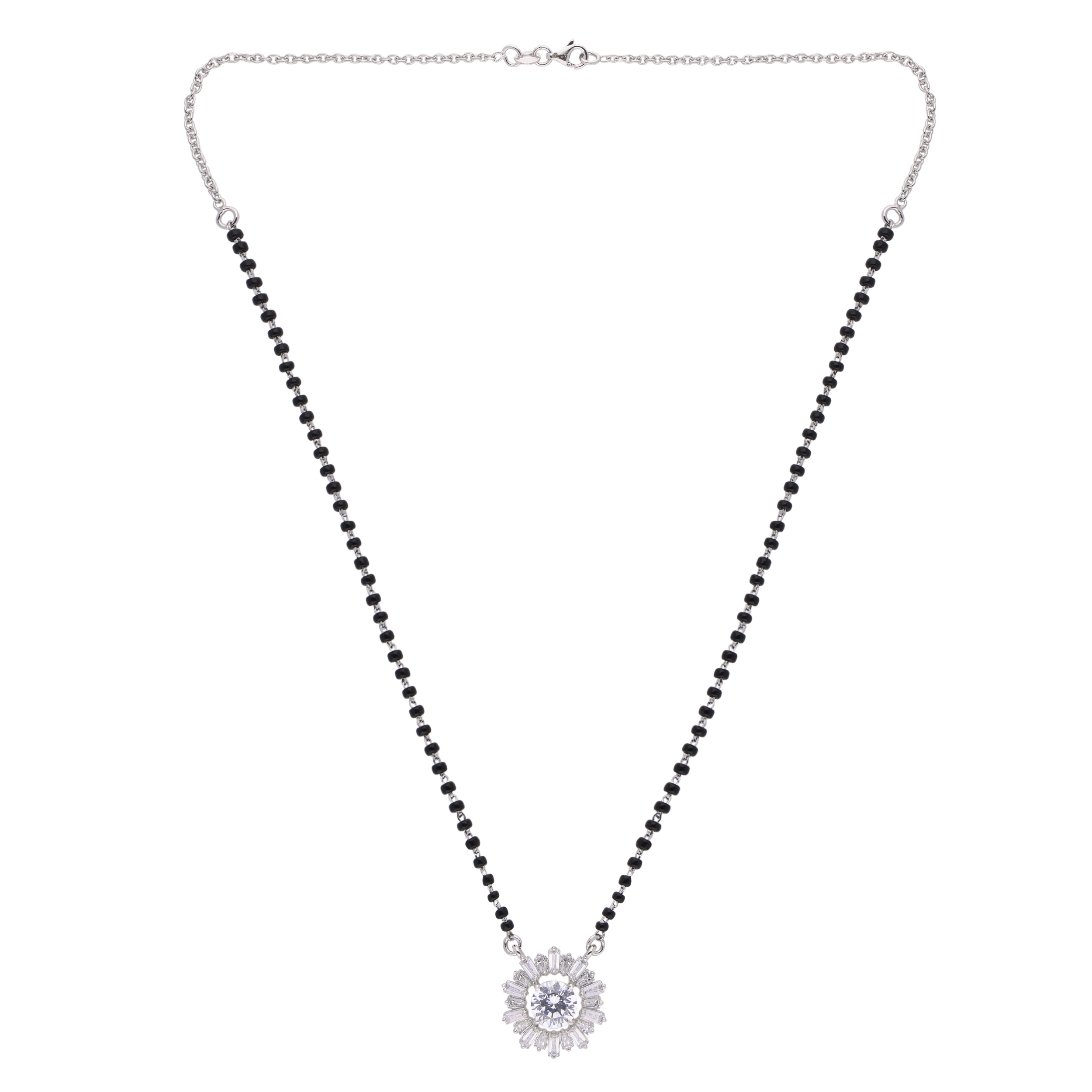 Timeless Silver Baguette Halo Mangalsutra | SKU: 0021327636