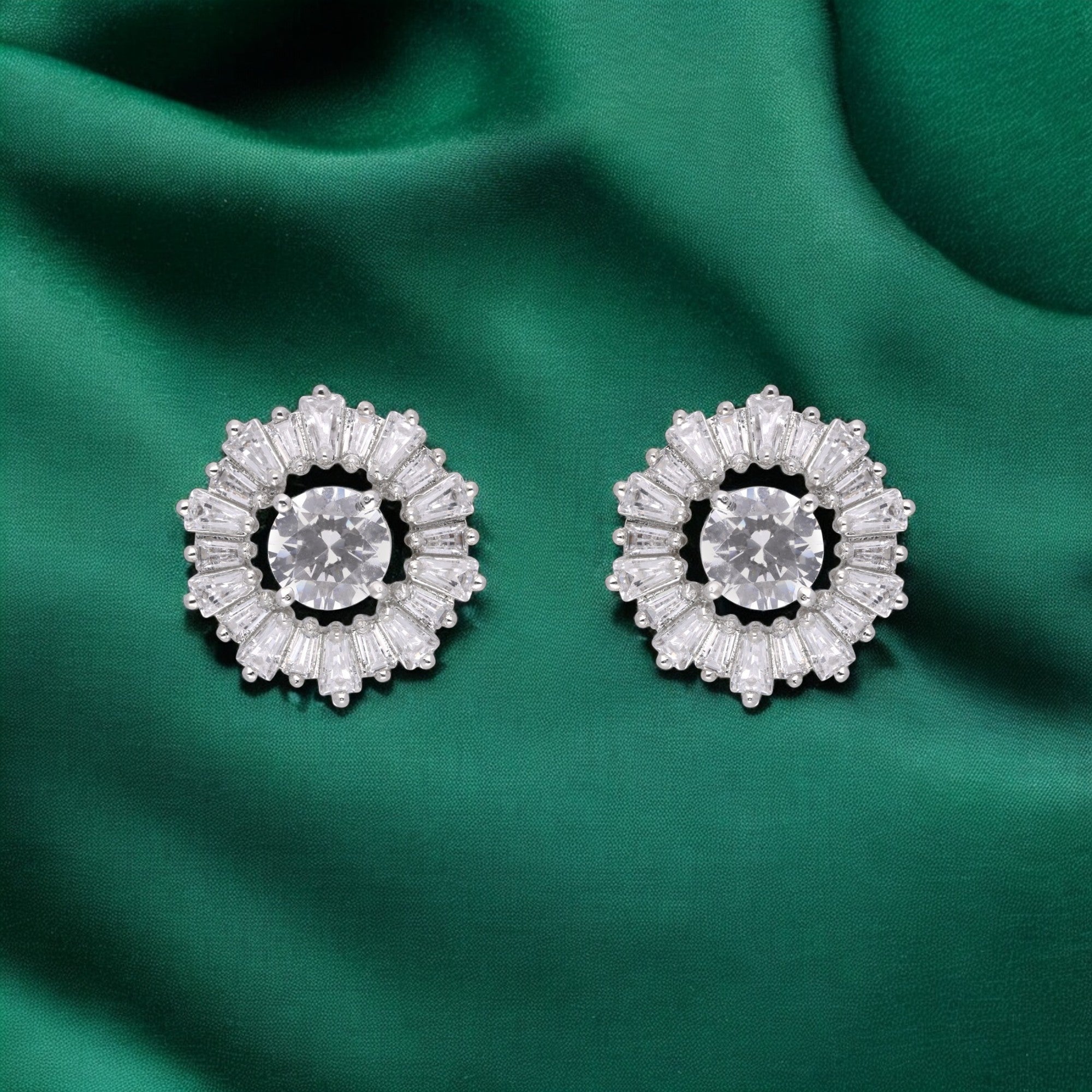 Timeless Baguette Halo Stud Earrings | SKU: 0021327643