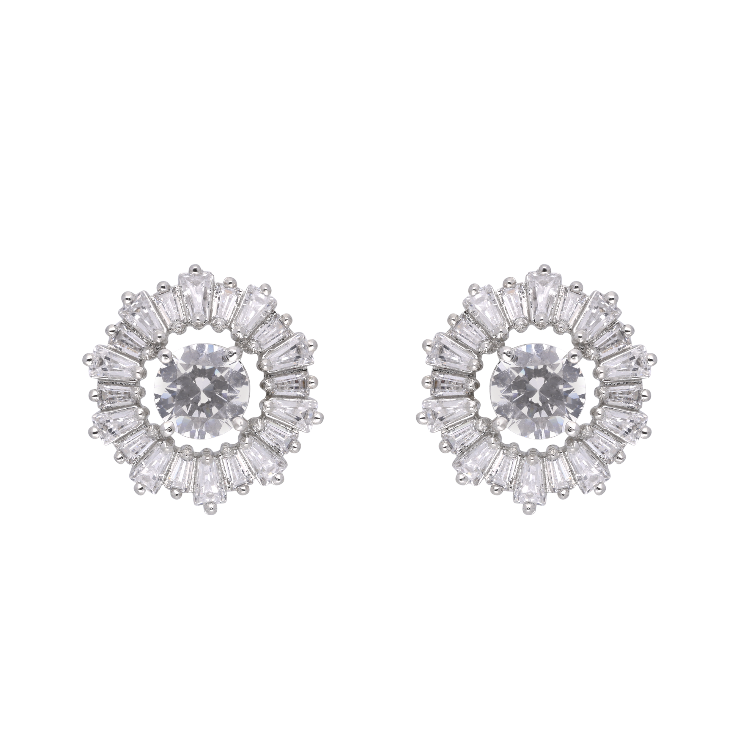 Timeless Baguette Halo Stud Earrings | SKU: 0021327643