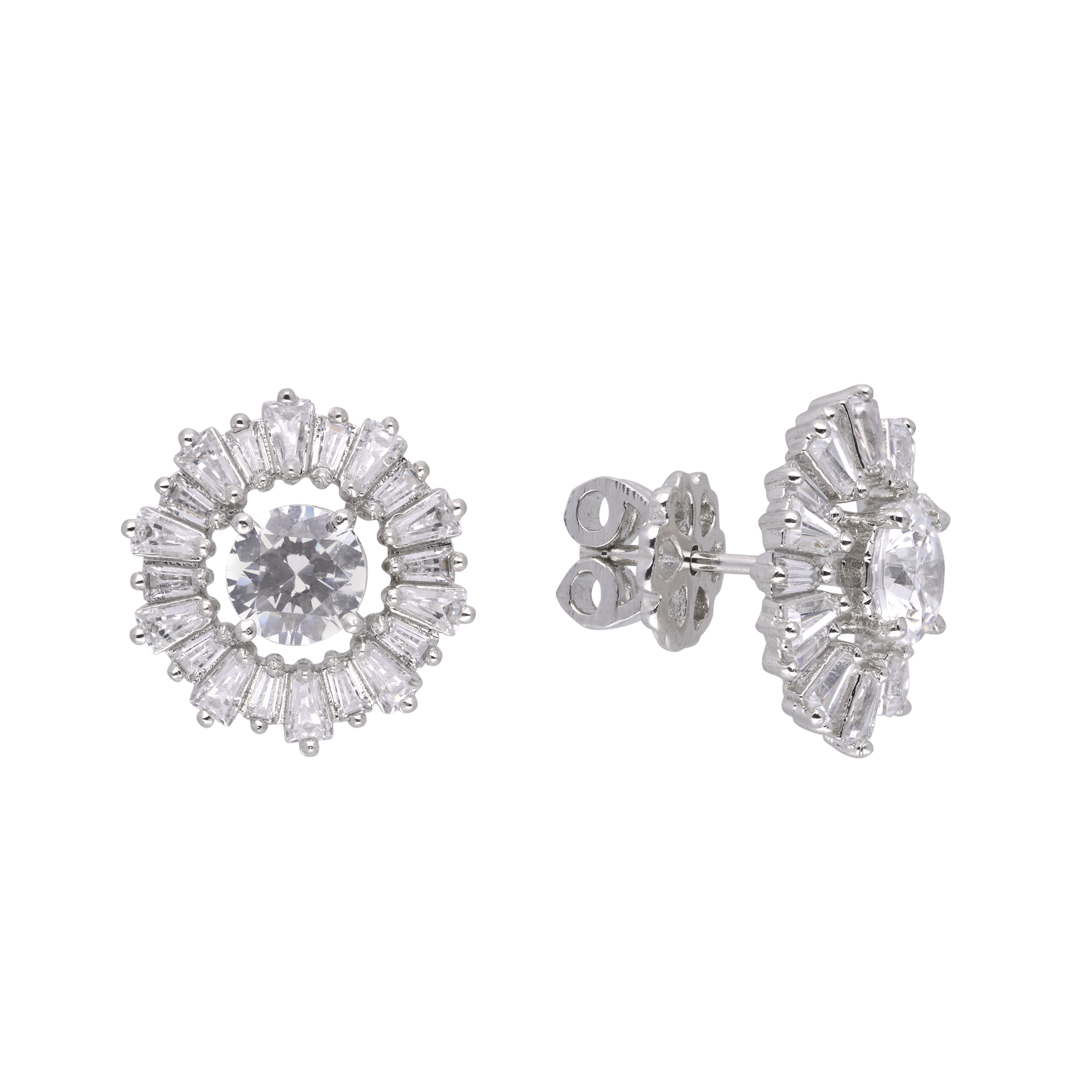 Timeless Baguette Halo Stud Earrings | SKU: 0021327643