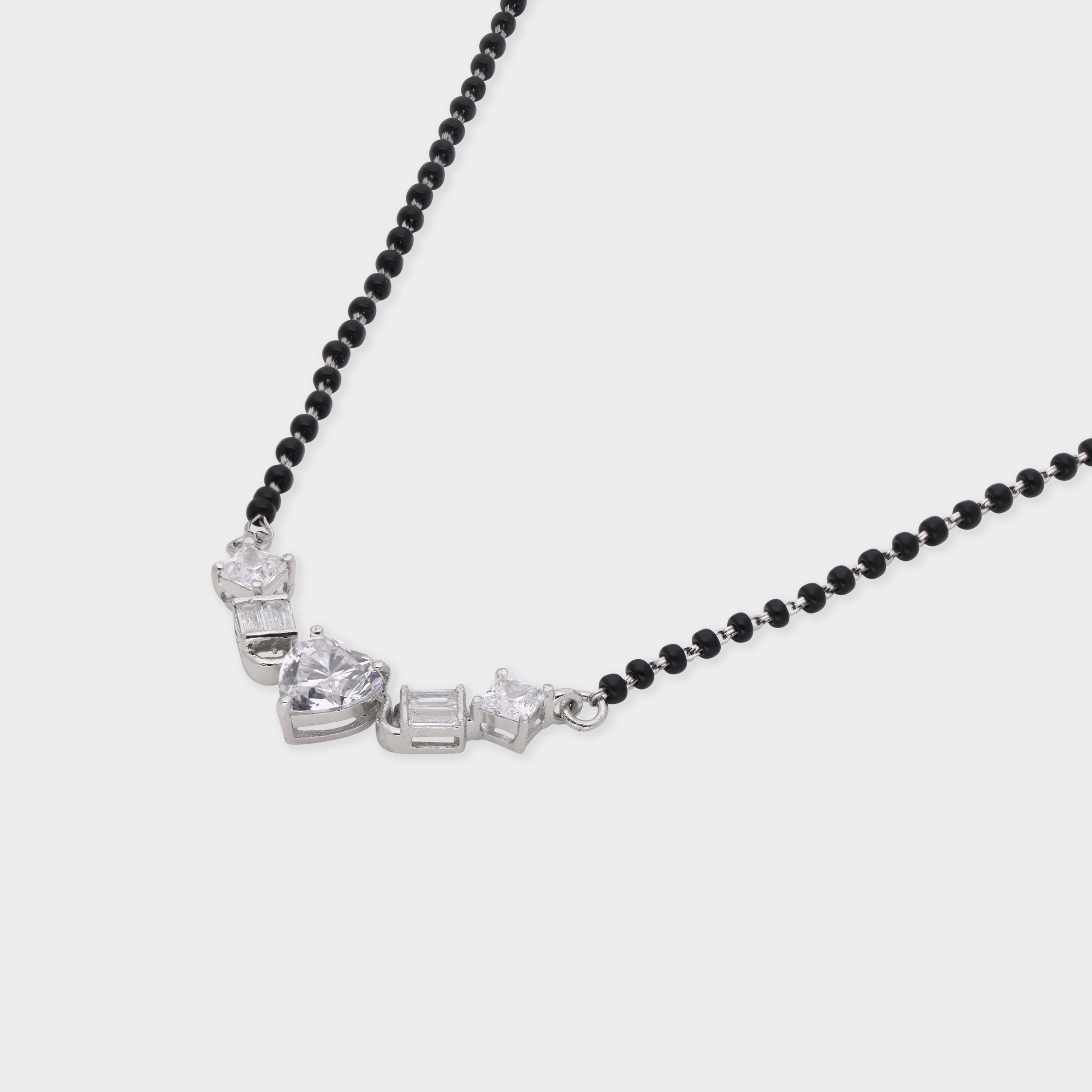 Contemporary Diamond-Cut Stone Mangalsutra in Elegant Black Bead Chain | SKU : 0021327797