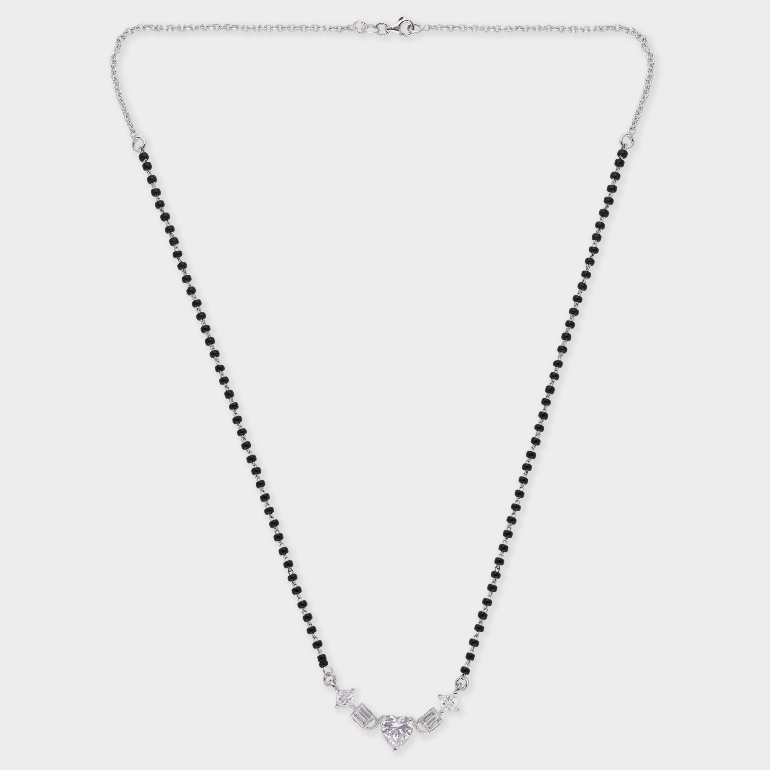 Contemporary Diamond-Cut Stone Mangalsutra in Elegant Black Bead Chain | SKU : 0021327797