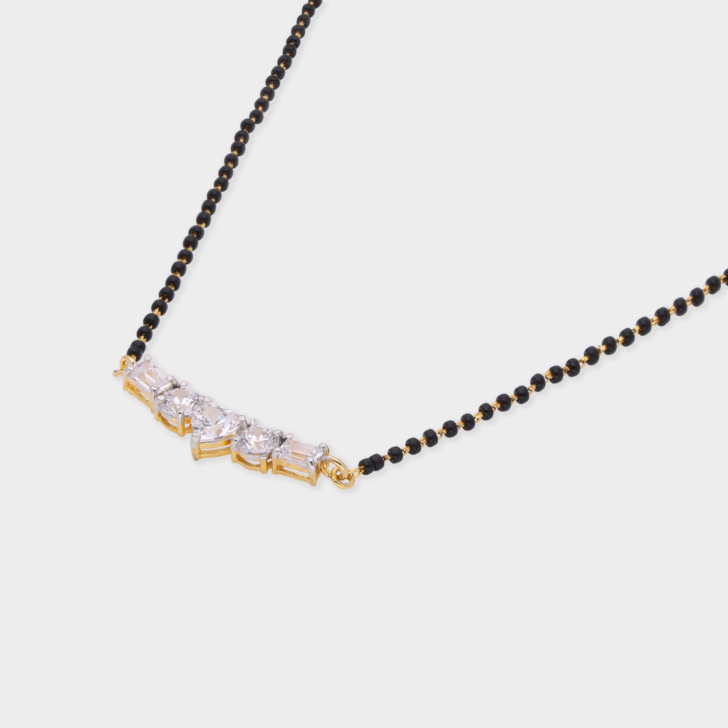 Elegant Dual-Tone Stone Mangalsutra with Contemporary Pendant | SKU : 0021327810