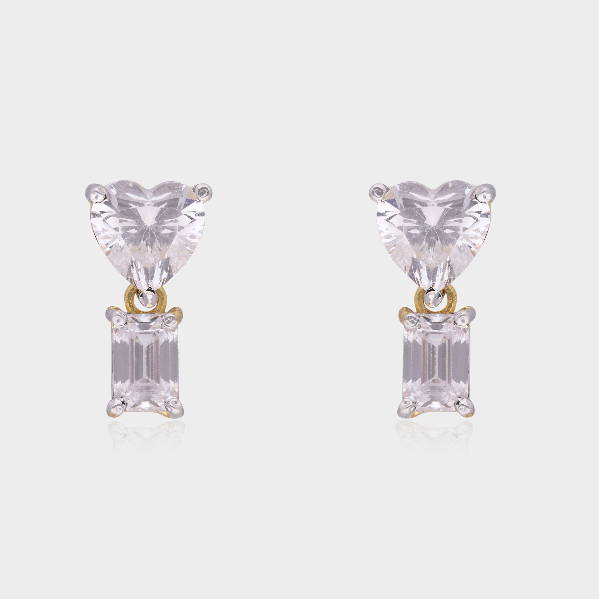 Hearts & Emeralds Dual-Stone Gold Ear Studs | SKU : 0021327827, 0021515804