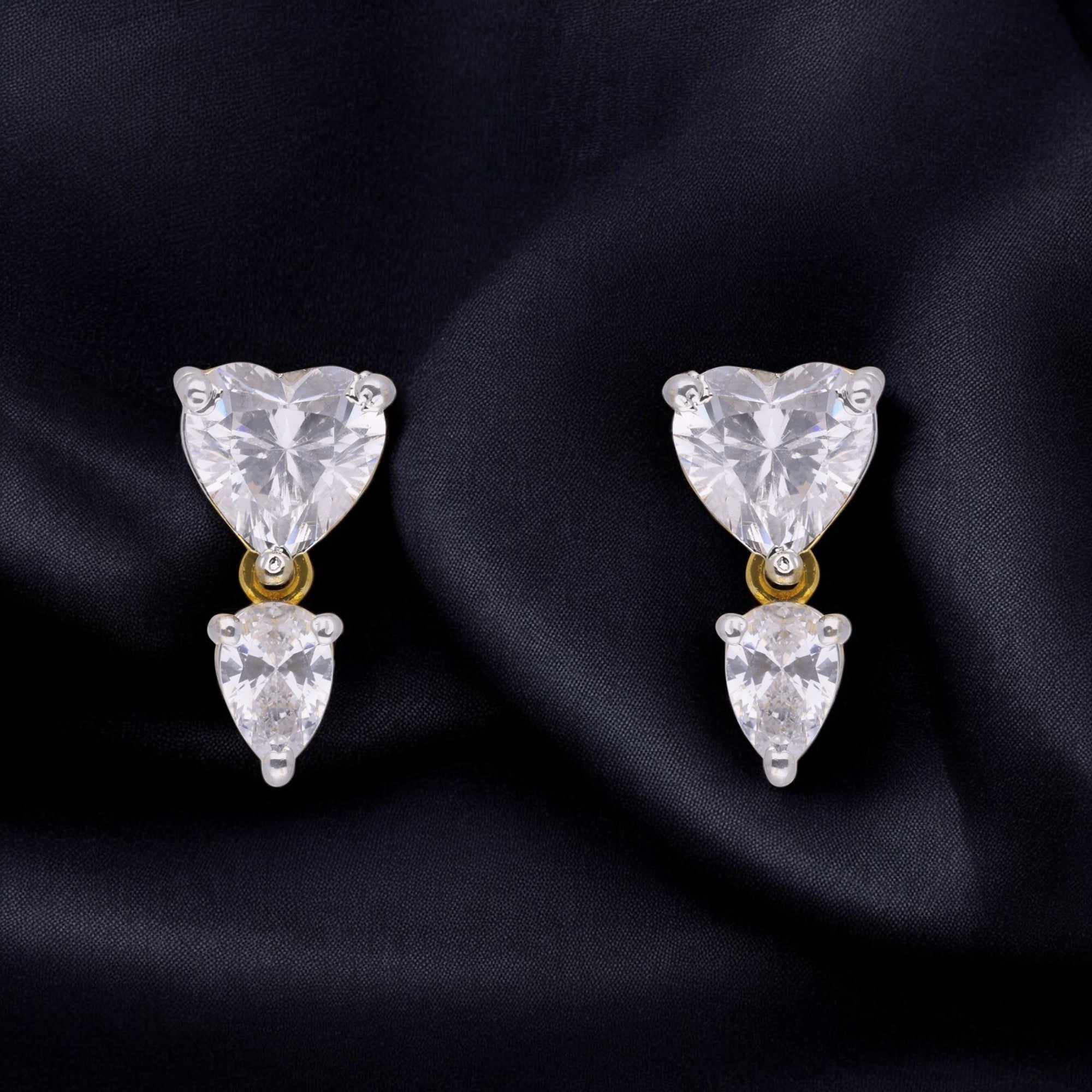 Twin Hearts Dainty Zirconia Ear Studs | SKU : 0021327872, 0021515835