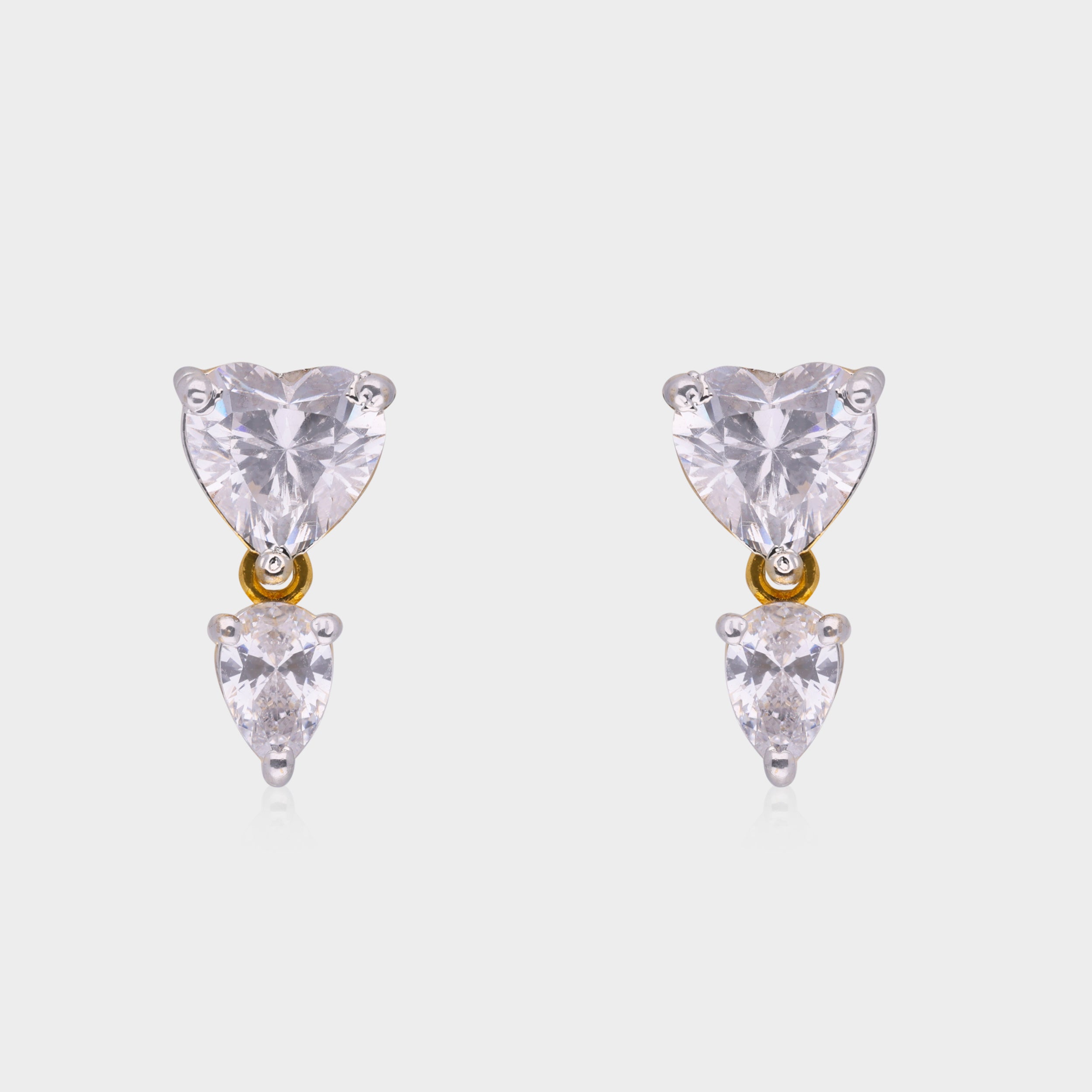 Twin Hearts Dainty Zirconia Ear Studs | SKU : 0021327872, 0021515835