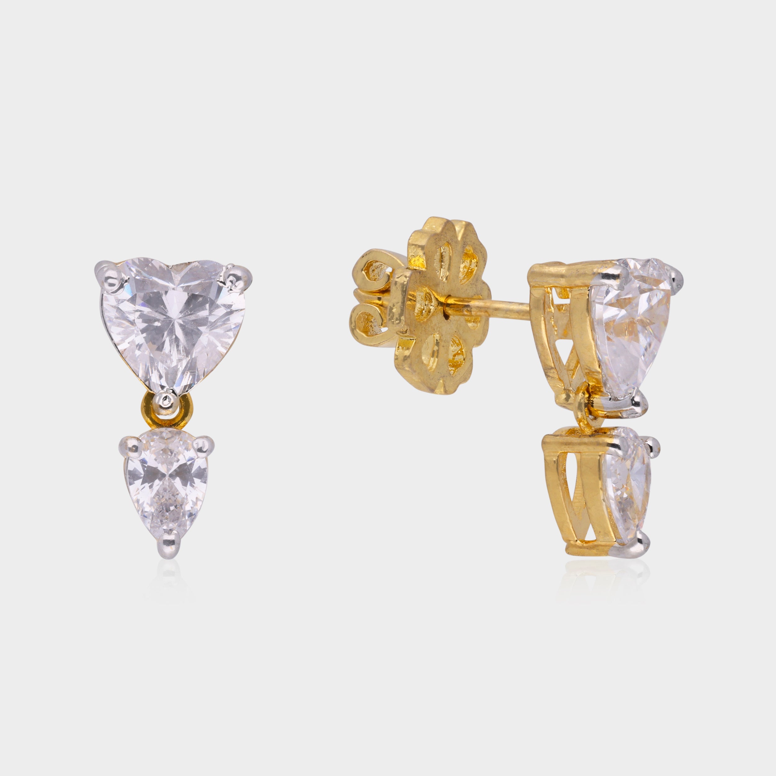 Twin Hearts Dainty Zirconia Ear Studs | SKU : 0021327872, 0021515835