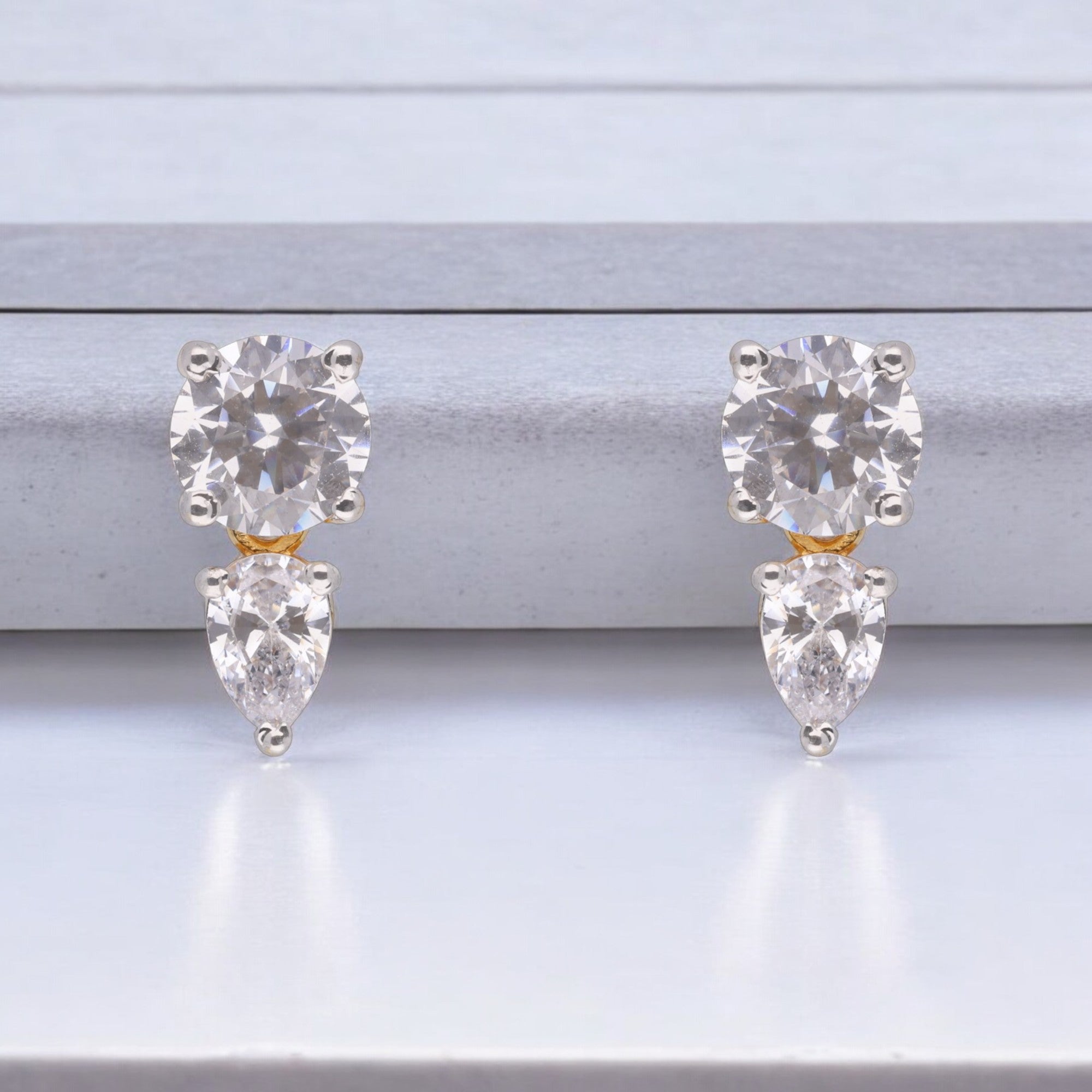 Classic Gold Duo Crystal Drop Earrings | SKU: 0021327933