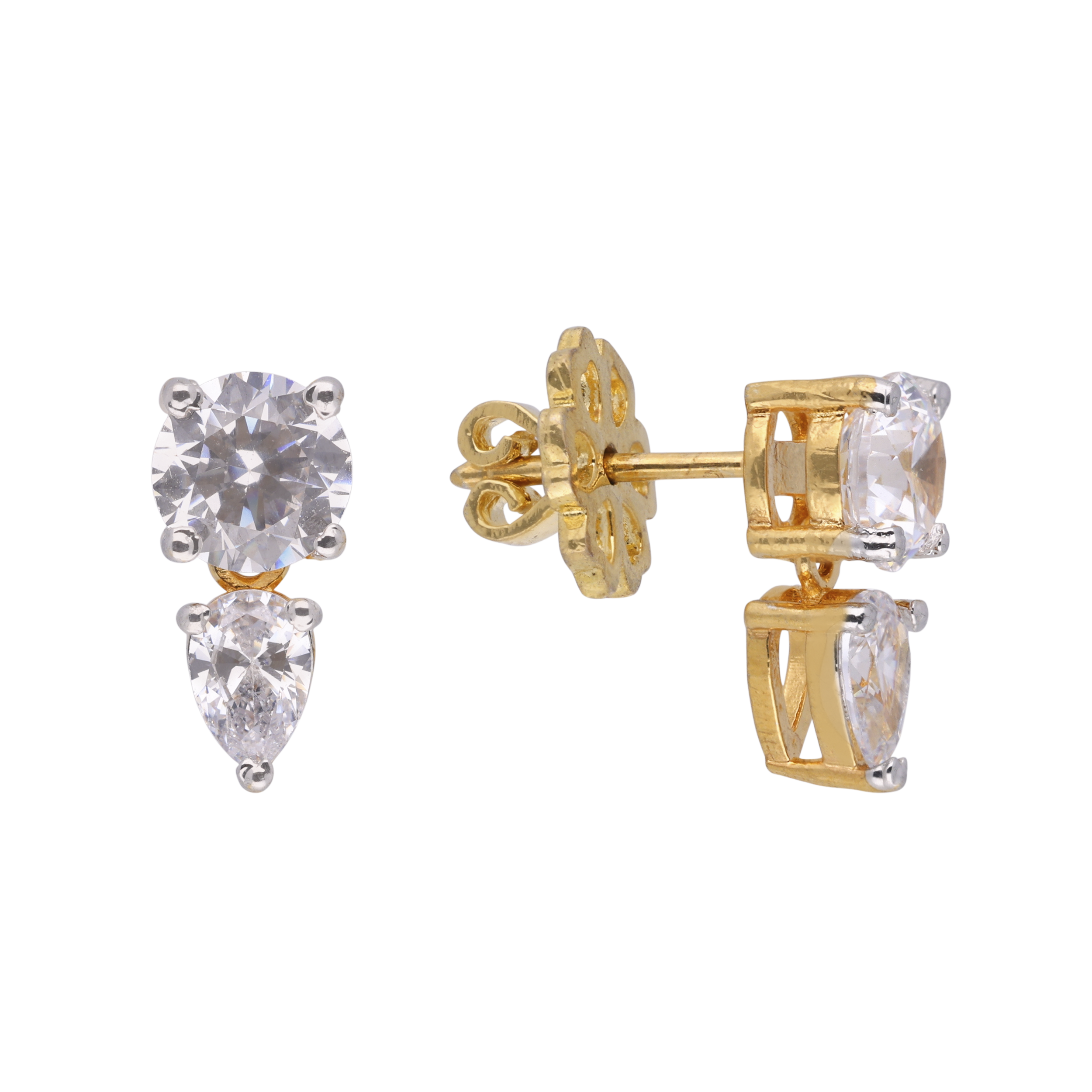 Classic Gold Duo Crystal Drop Earrings | SKU: 0021327933