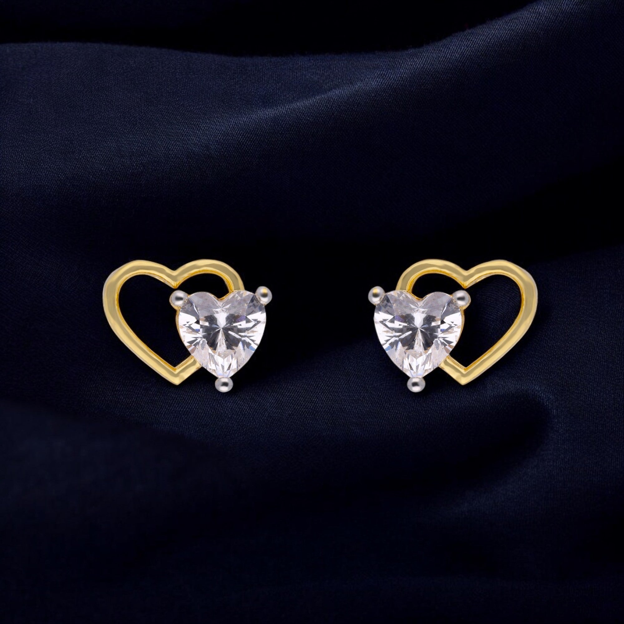 Heart-Cut Stone Earrings with Open Heart Design | SKU : 0021327971