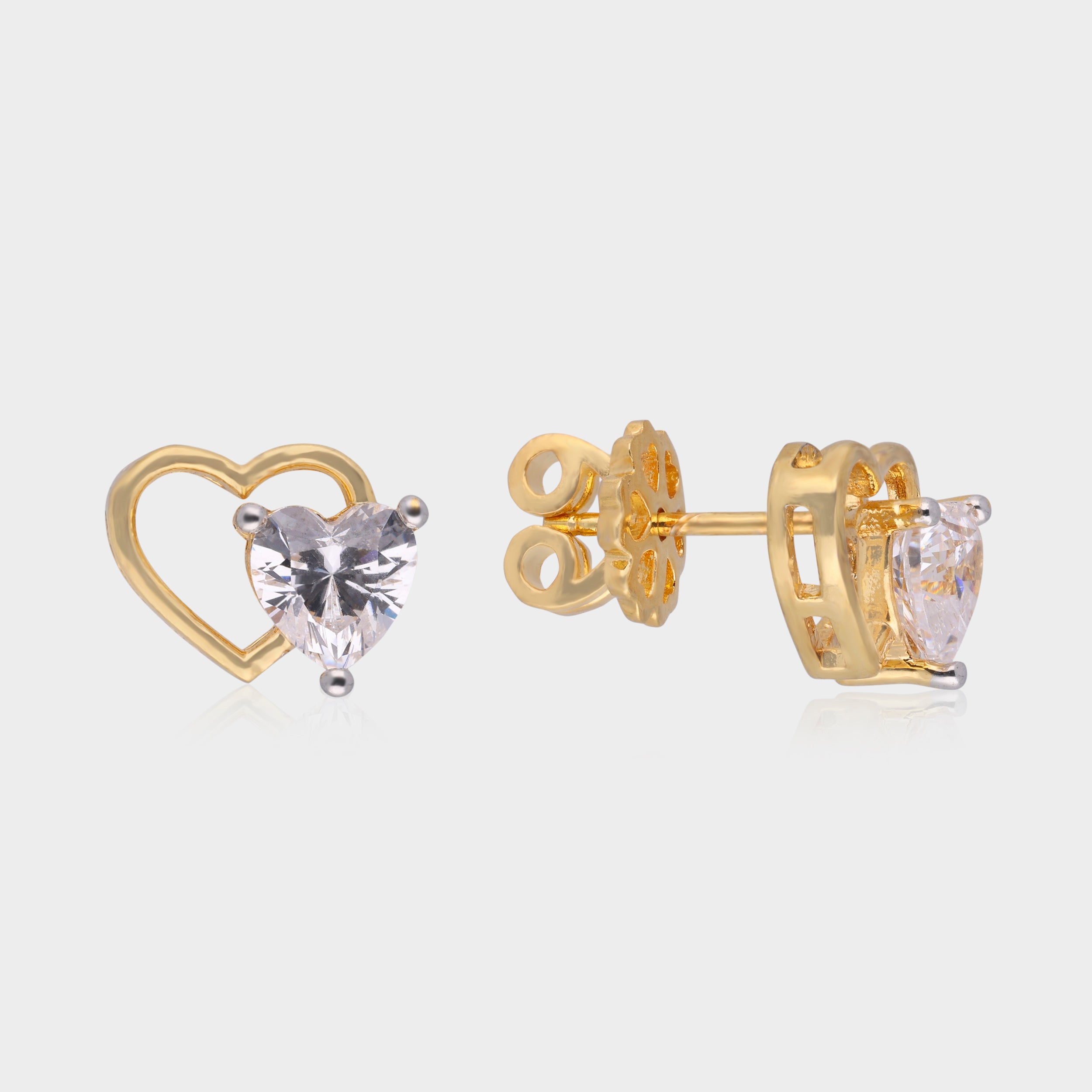 Heart-Cut Stone Earrings with Open Heart Design | SKU : 0021327971