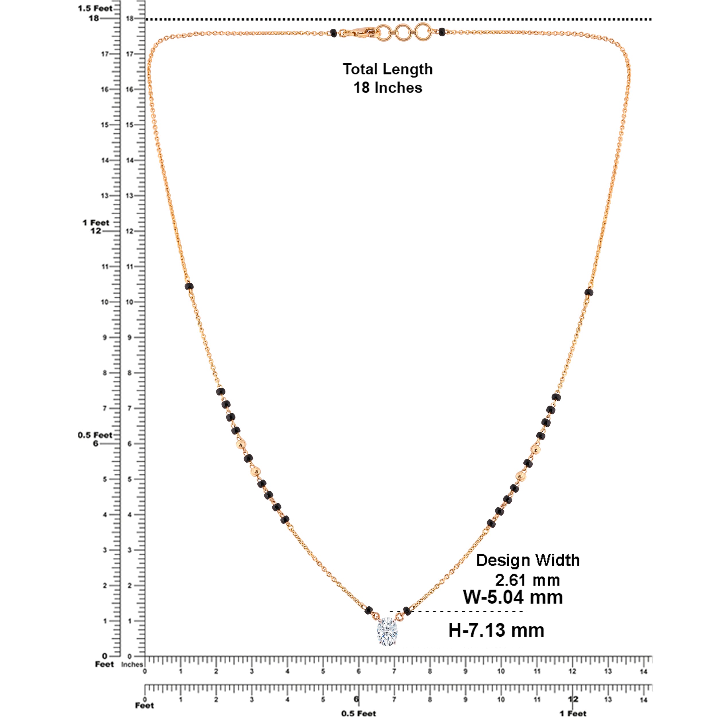 Oval Cut 0.740 Carat Solitaire Lab-Grown Diamond Mangalasutra | SKU: 0021329920
